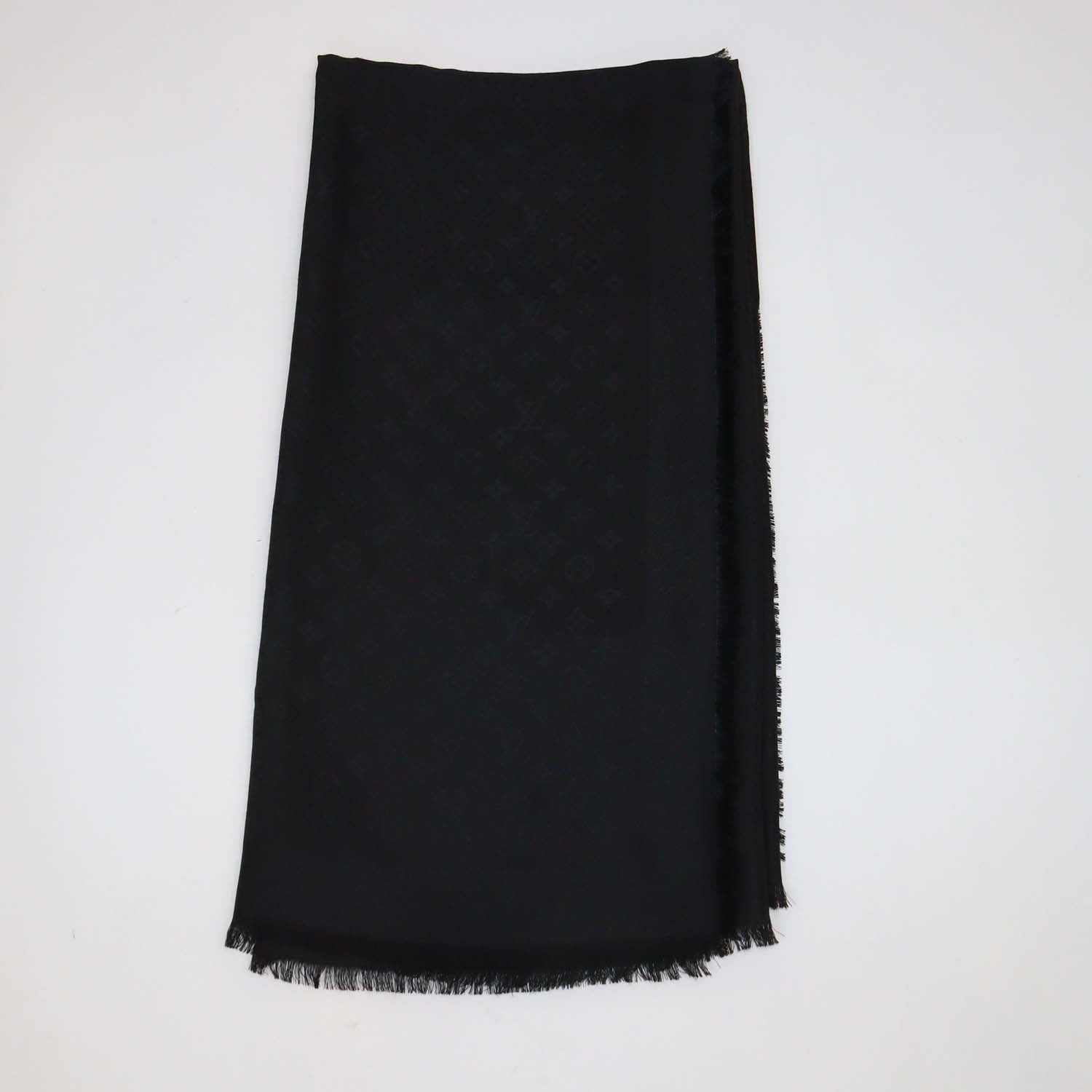 Louis Vuitton Black Silk and Wool Monogram Classic Shawl