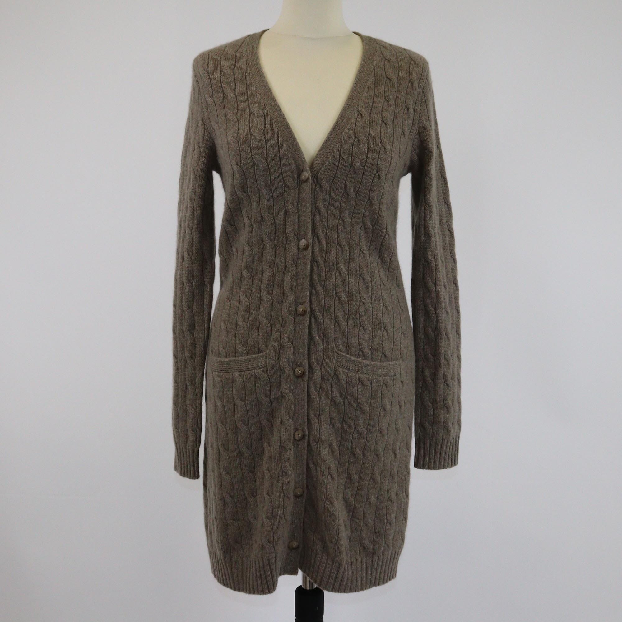 Ralph Laure Brown Pocket Detailed Long Cardigan Womens Ralph Lauren