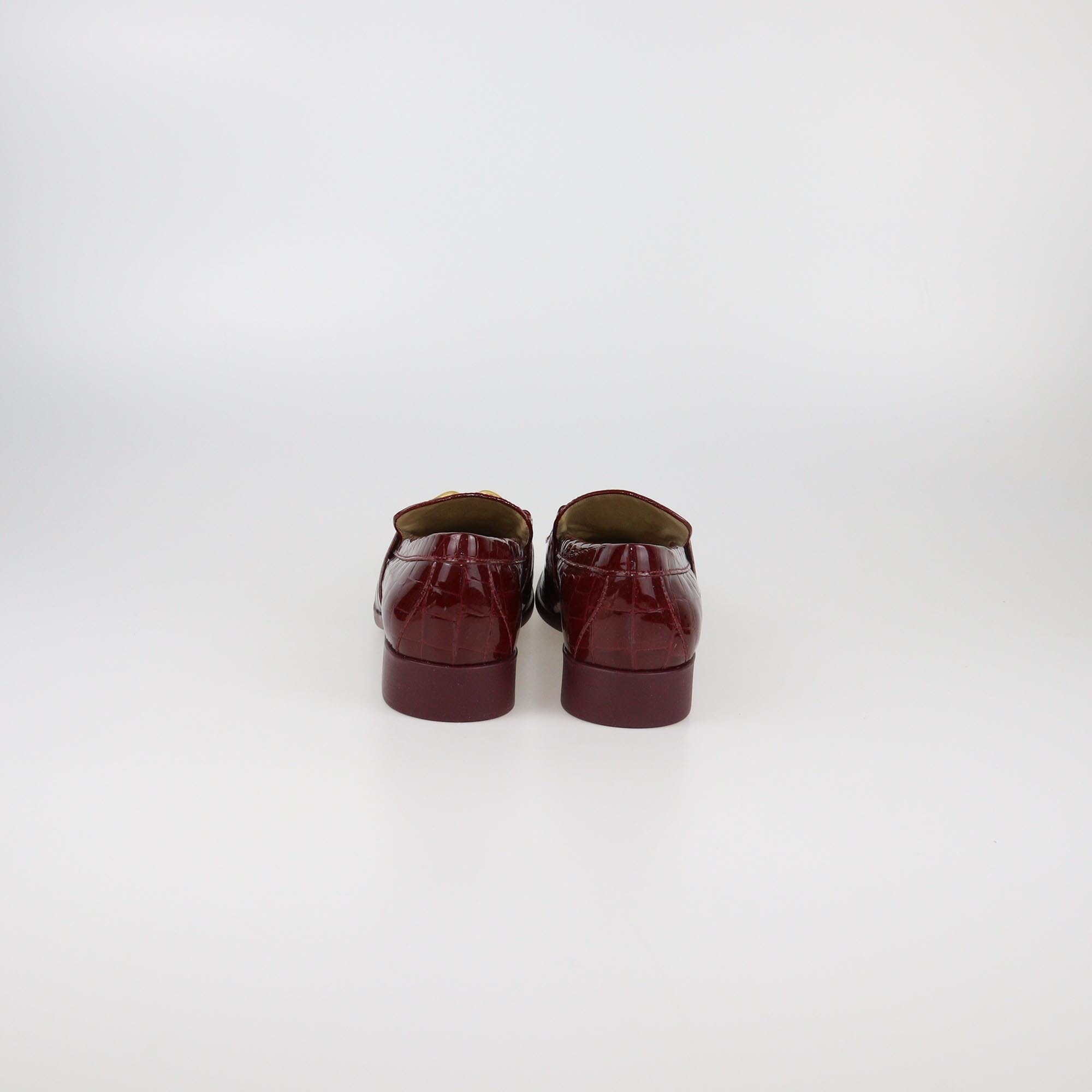 Bottega Veneta Red Croc Embossed Patent Monsieur Loafer Womens Bottega Veneta
