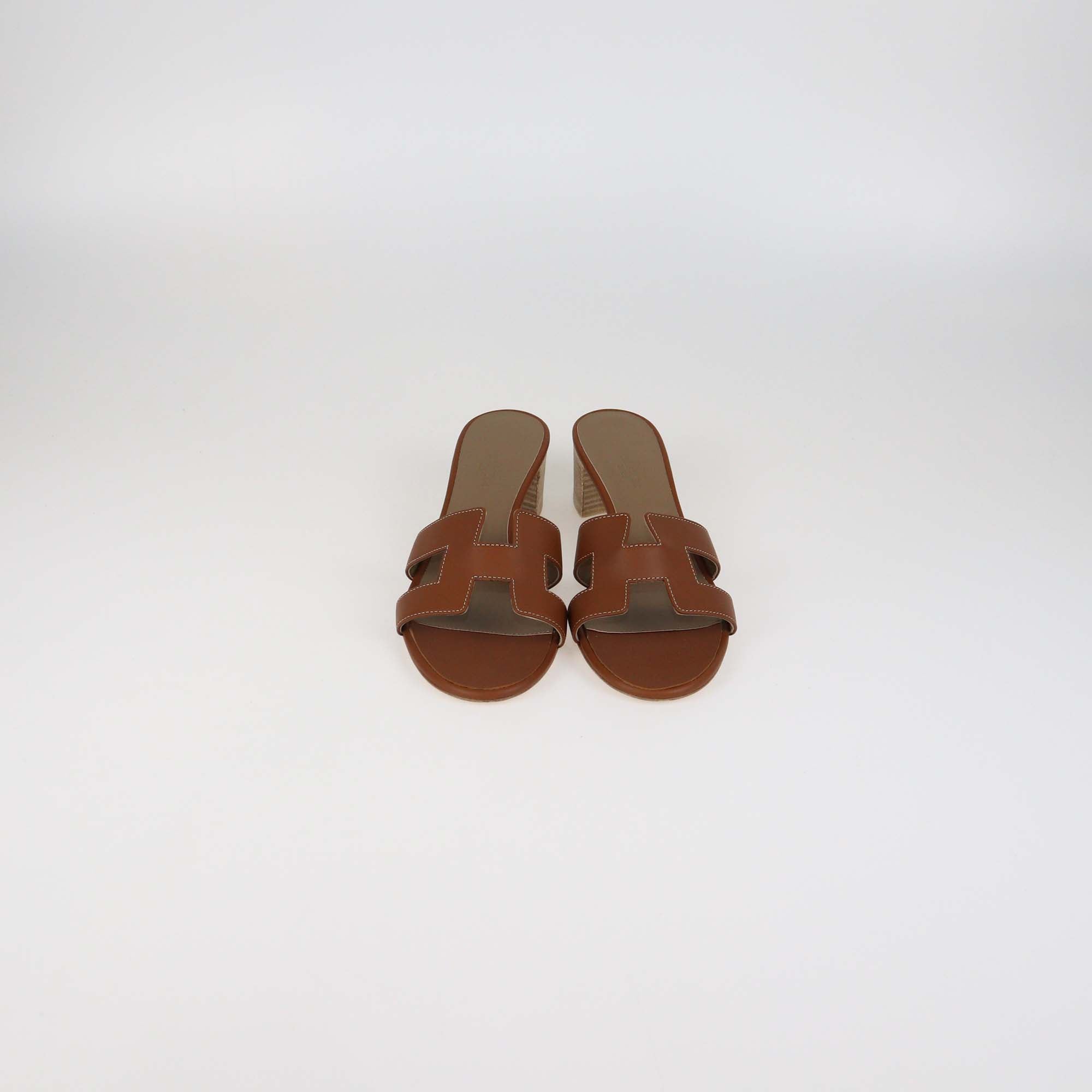 Hermes Gold Leather Oasis Sandals