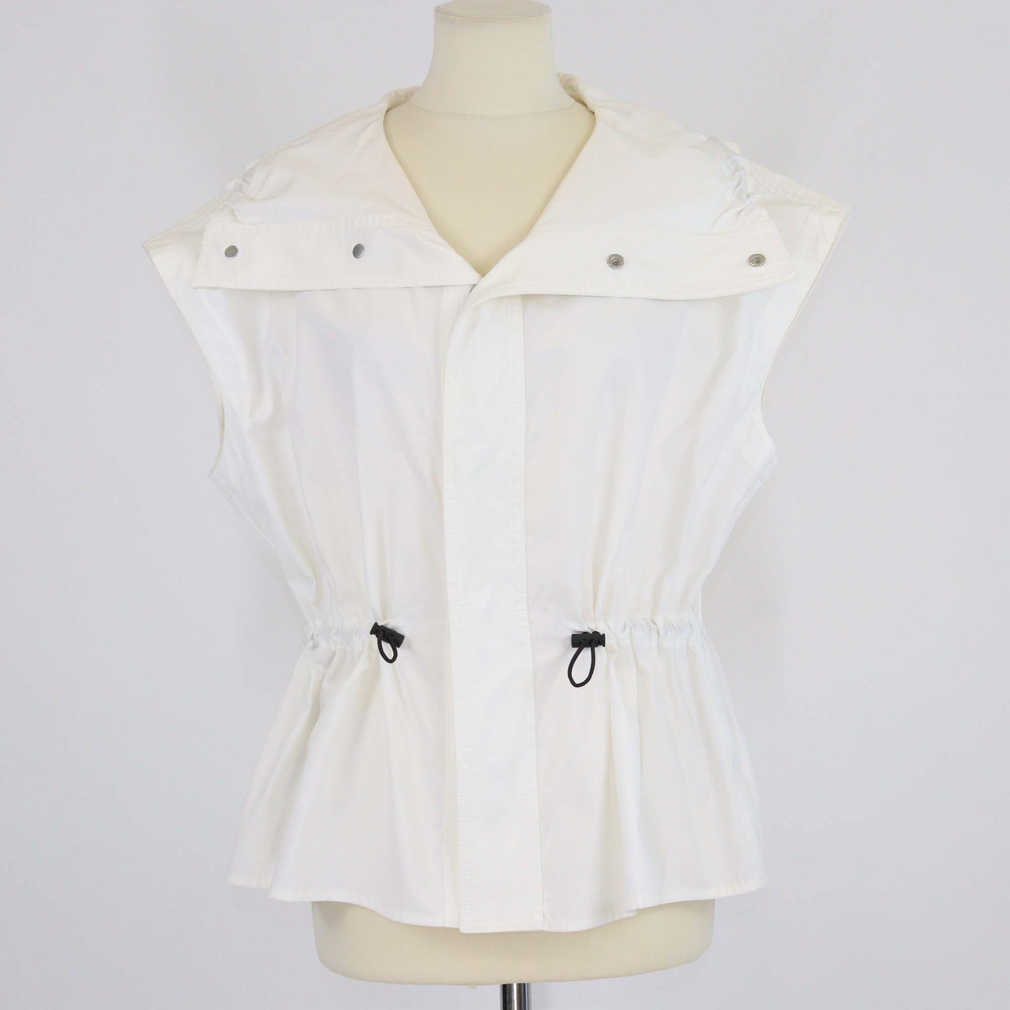Bottega Veneta Off White Cotton Blend Sleeveless Jacket