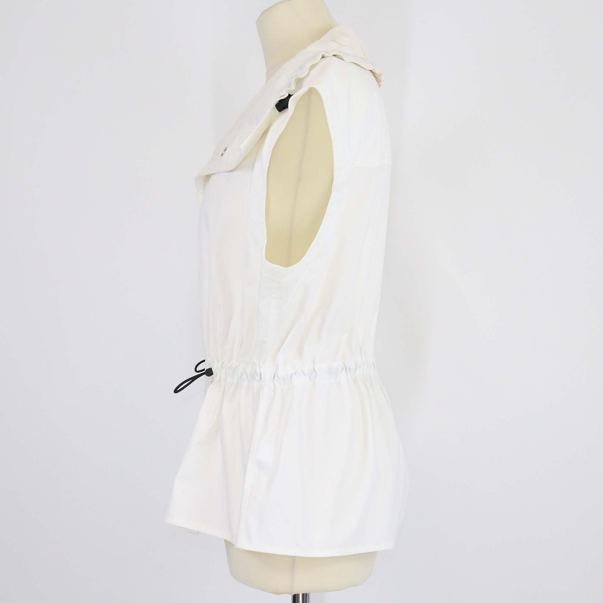 Bottega Veneta Off White Cotton Blend Sleeveless Jacket