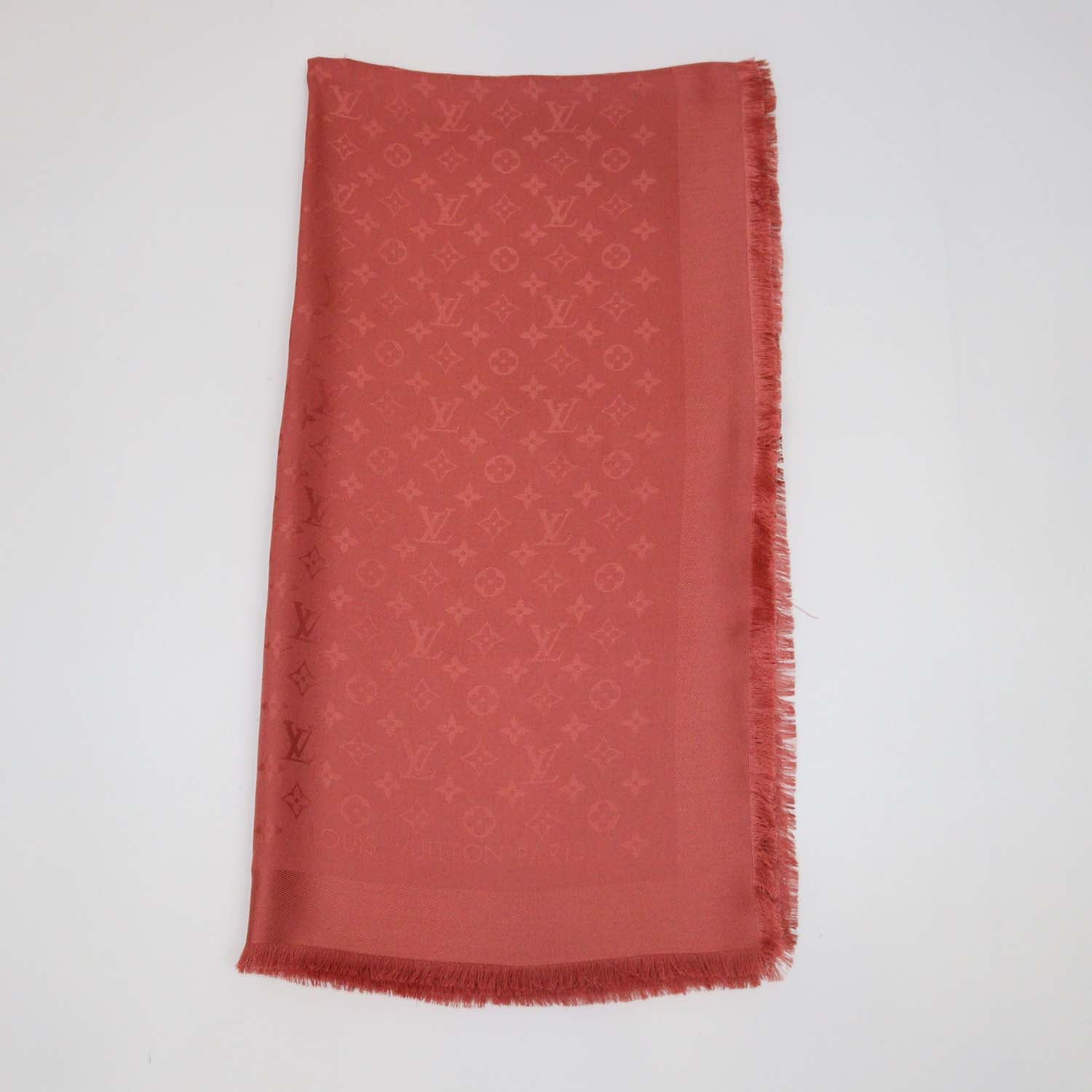 Louis Vuitton Terracotta Silk and Wool Monogram Classic Shawl