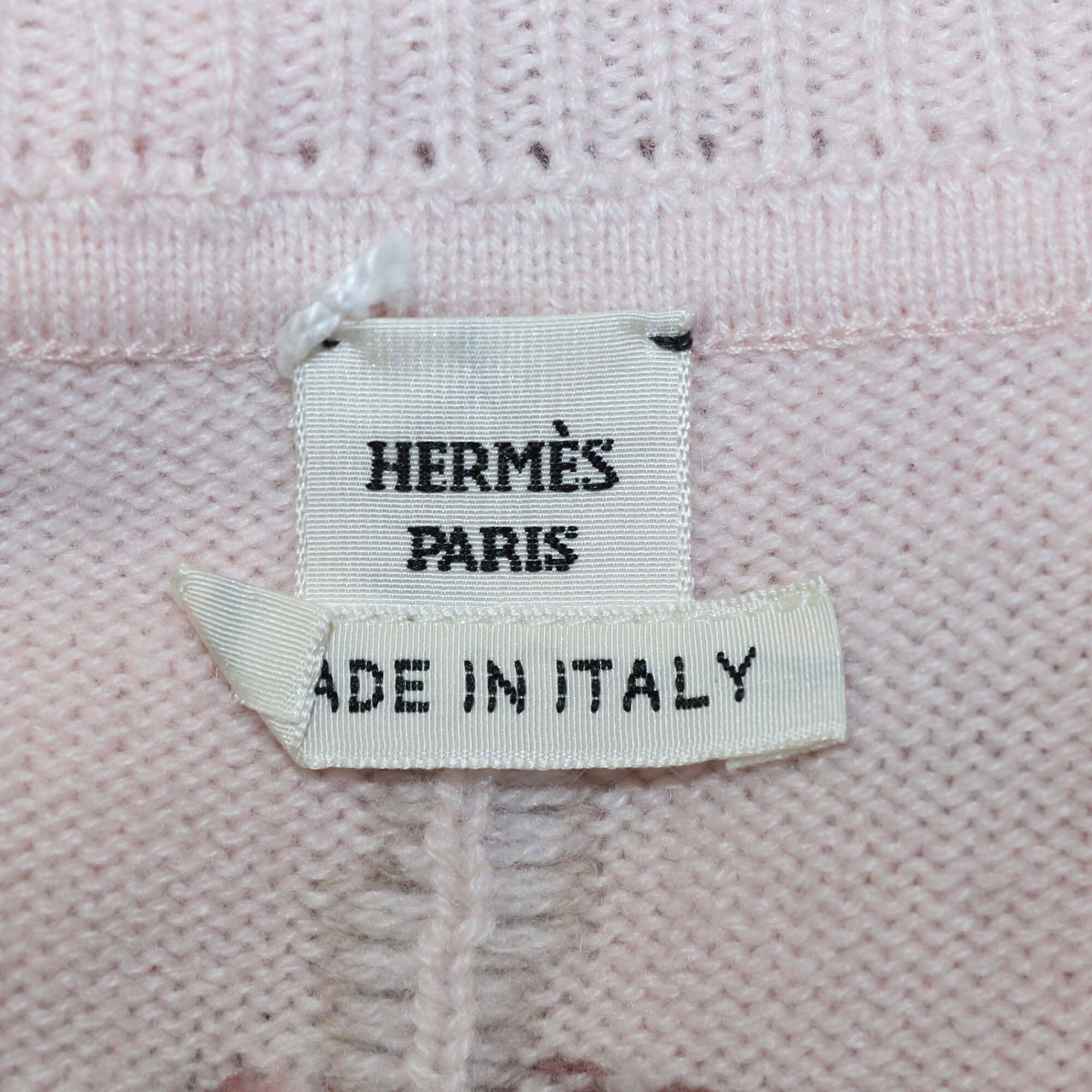 Hermes Pink Silk and Cashmere Knit Do Re Boucles Print Crewneck Sweatshirt Womens Hermes
