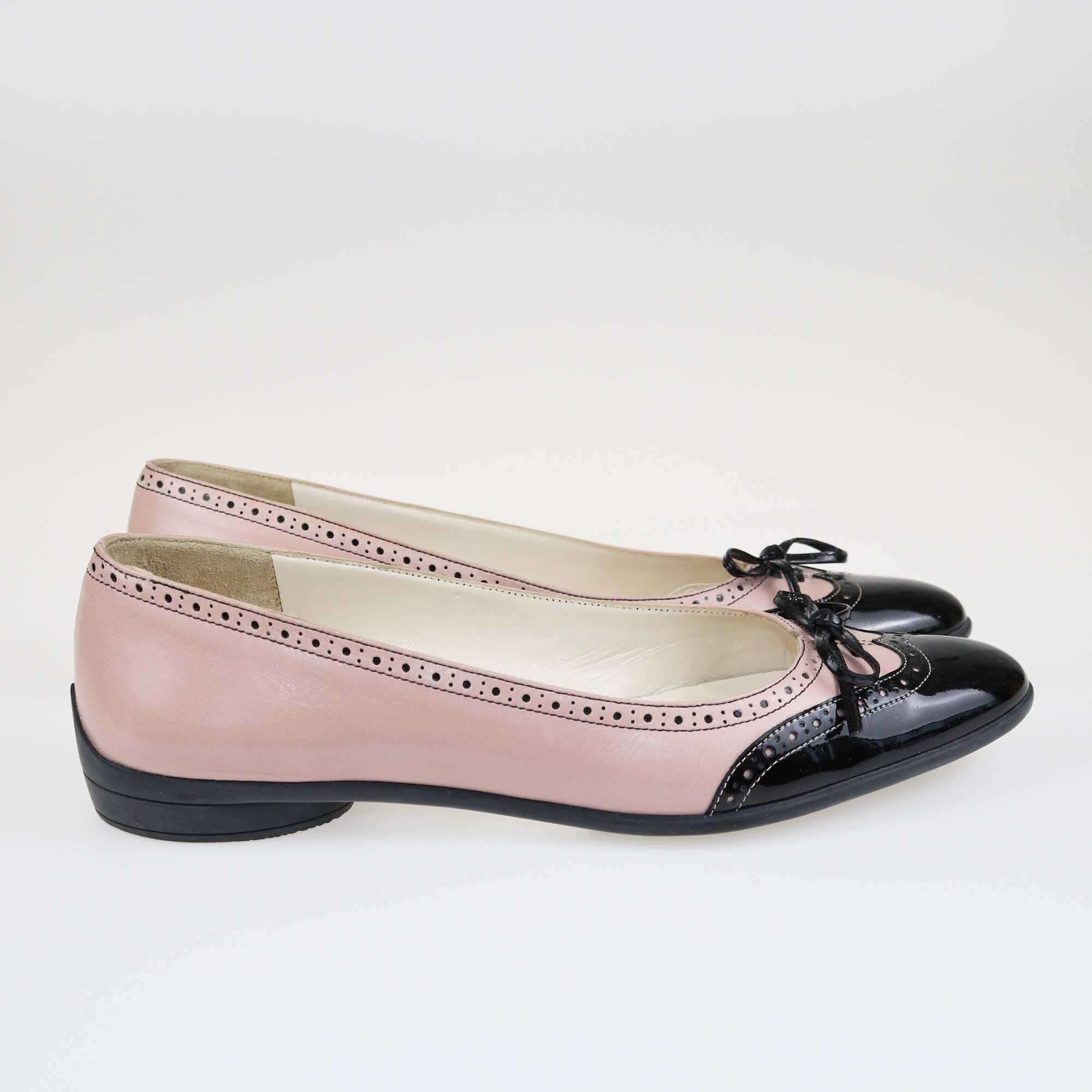 Salvatore Ferragamo Pink/Black Bow Ballet Flats Shoes Salvatore Ferragamo