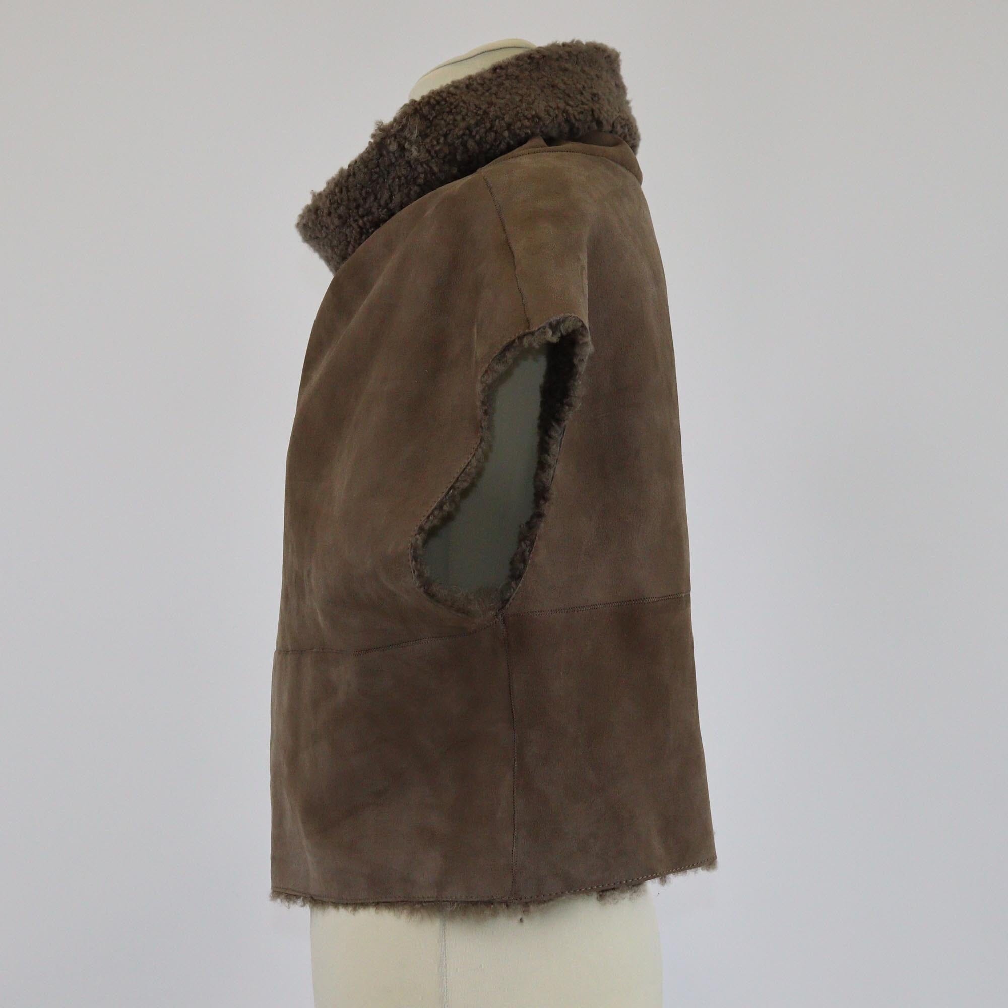 Brunello Cucinelli Brown Suede Sheeling Sleeveless Top Womens Brunello Cucinelli
