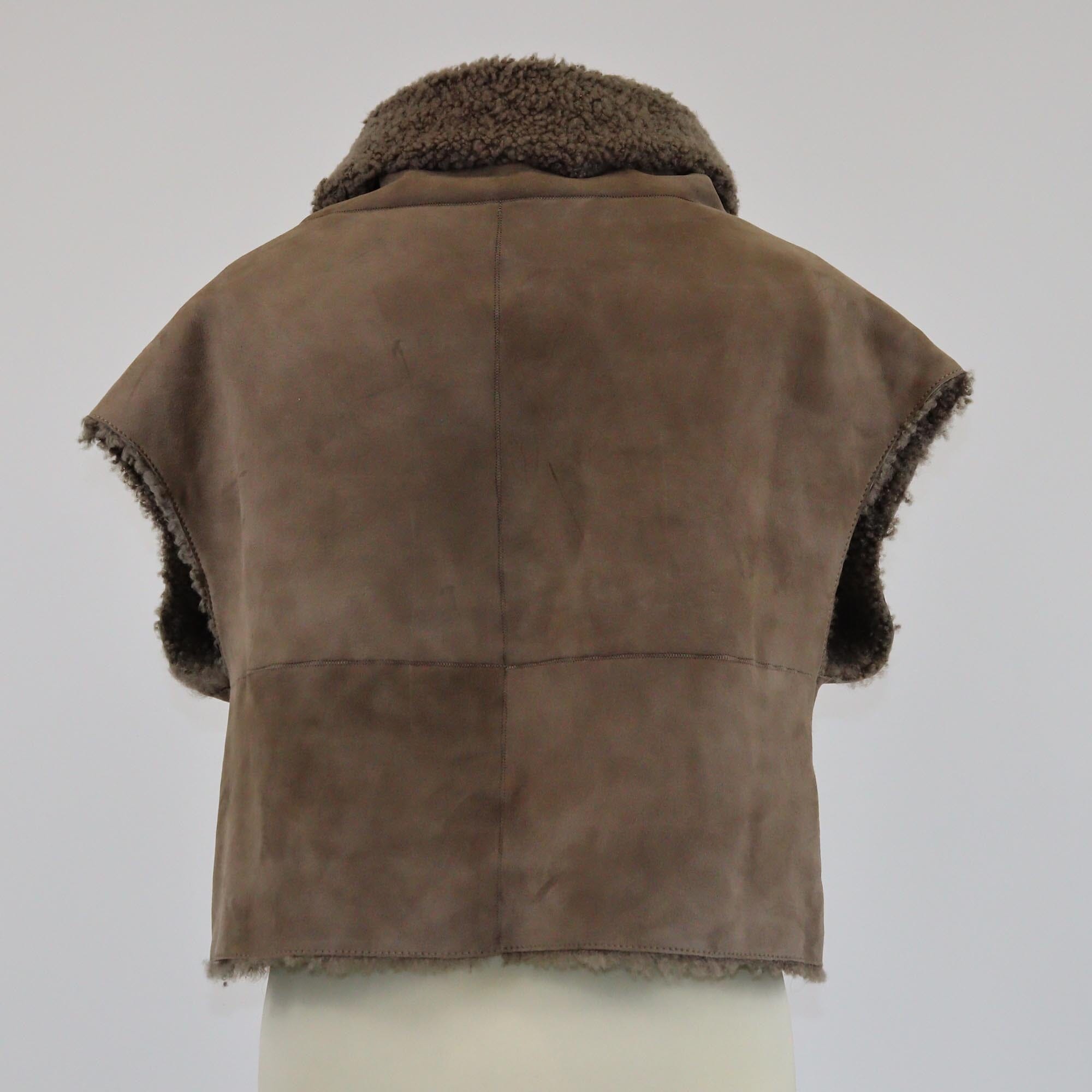 Brunello Cucinelli Brown Suede Sheeling Sleeveless Top Womens Brunello Cucinelli