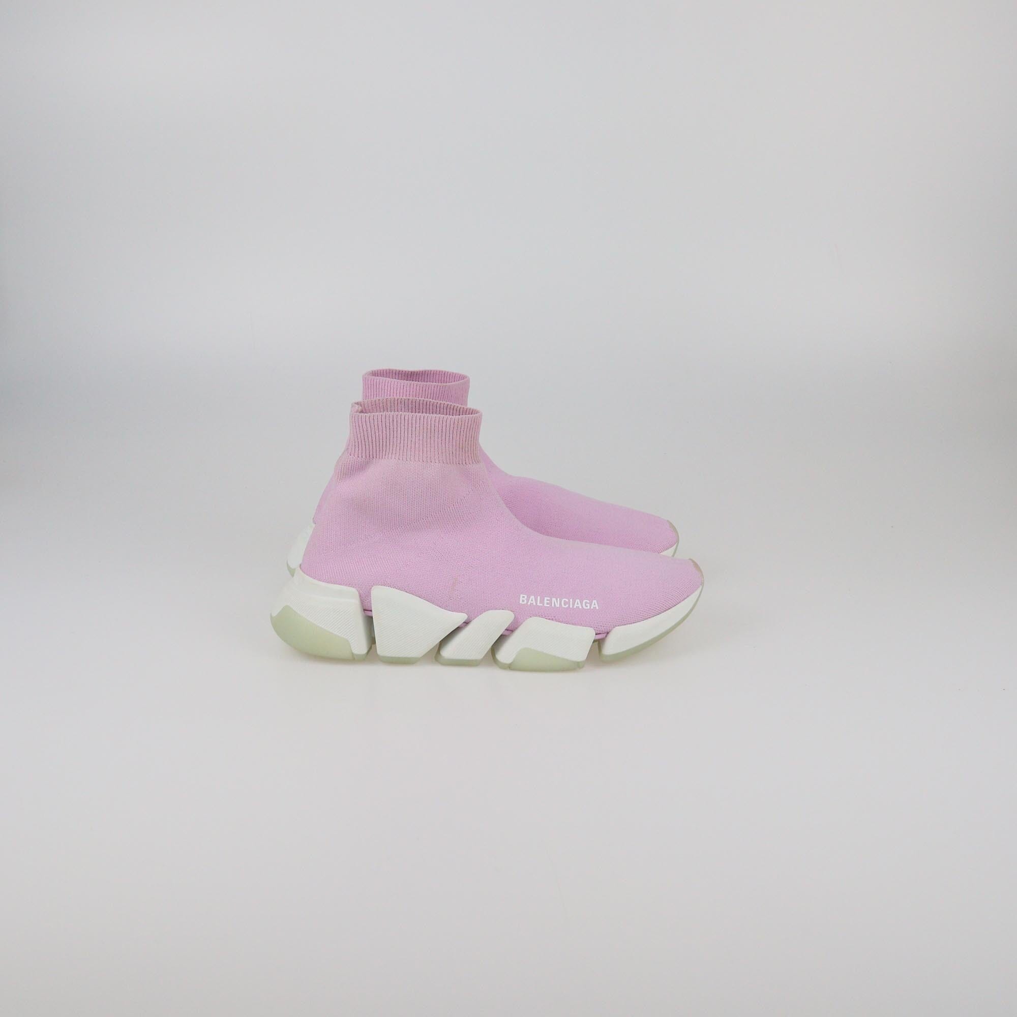 Balenciaga Pink/White Speed 2.0 Trainer Sneakers Womens Balenciaga