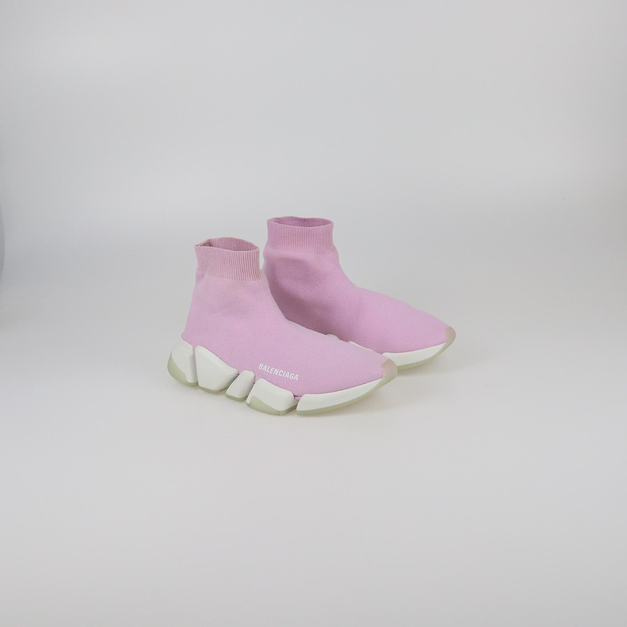 Balenciaga Pink/White Speed 2.0 Trainer Sneakers Womens Balenciaga