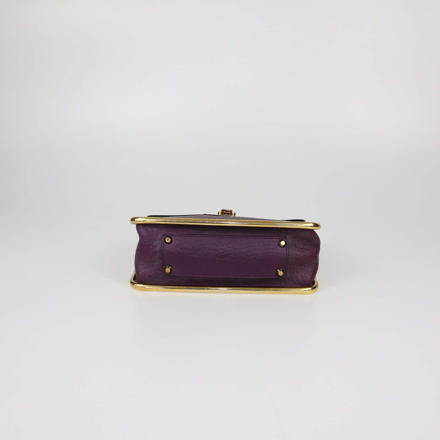Chloe Purple Pebbled Leather Small Sally Shoulder Bag