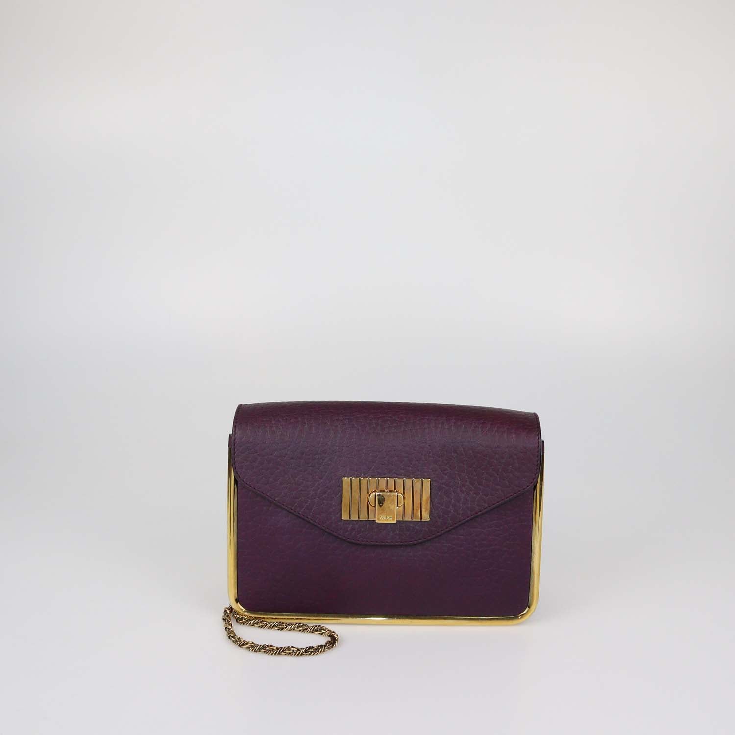 Chloe Purple Pebbled Leather Small Sally Shoulder Bag