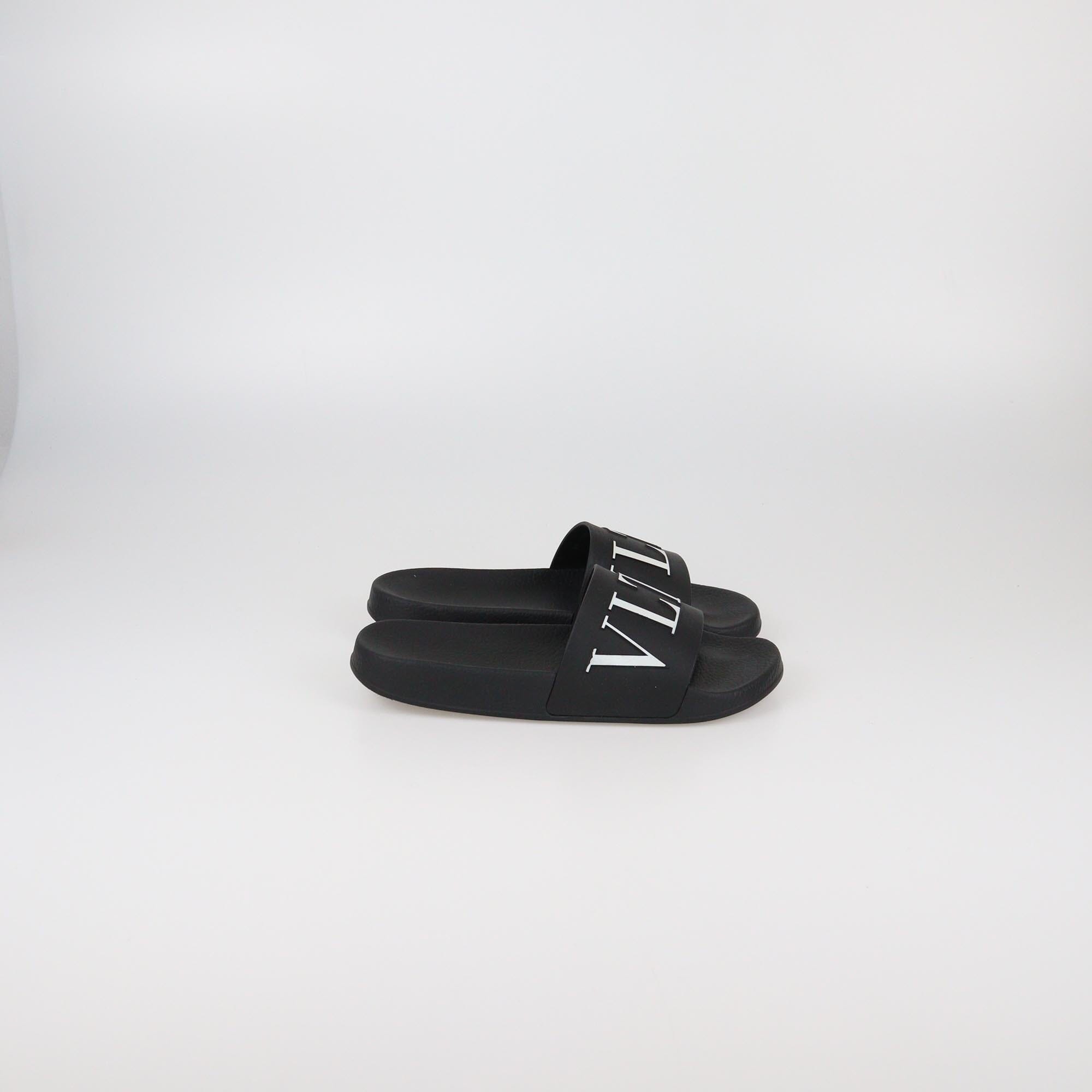 Valentino Black VLTN Pool Slide Sandals Womens Valentino