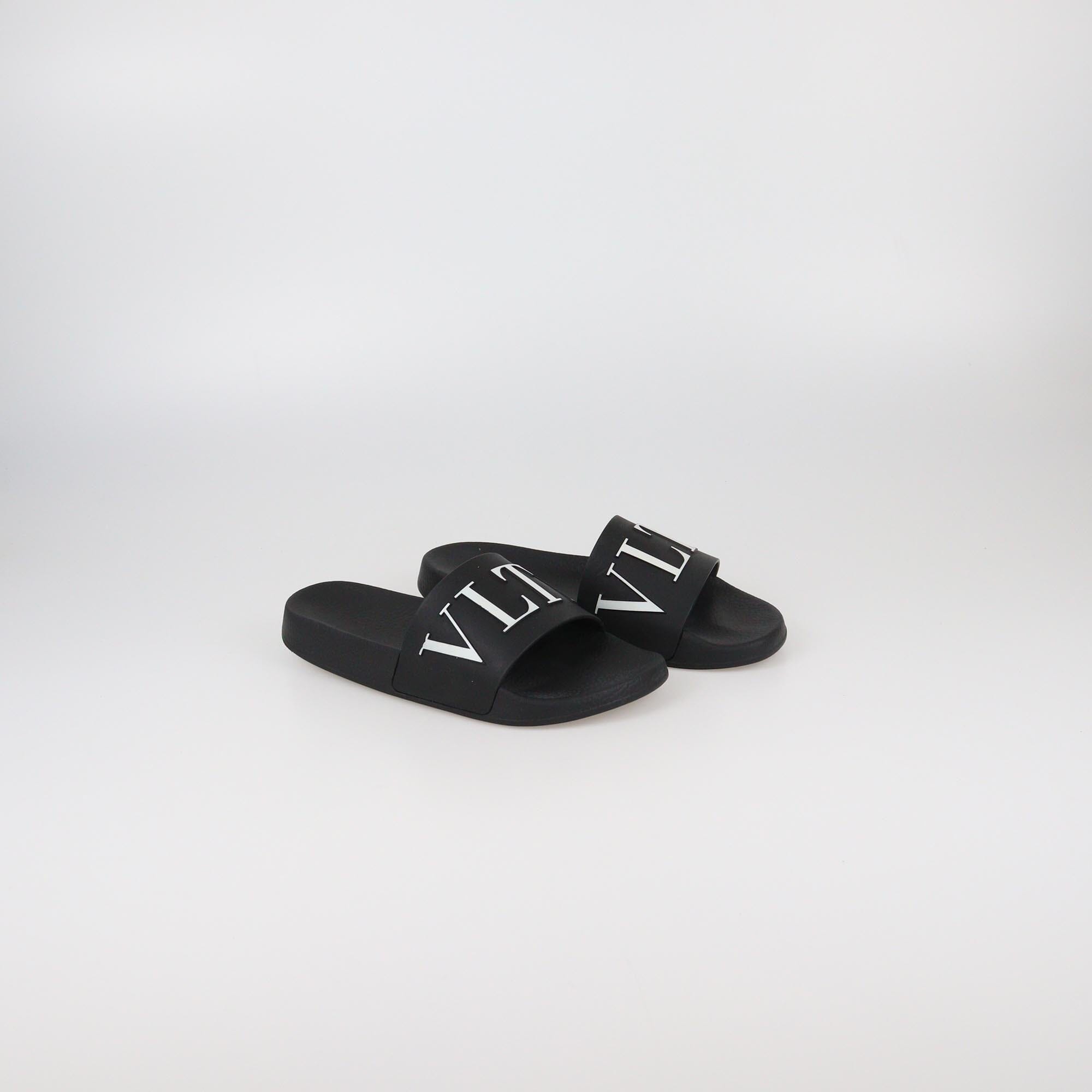 Valentino Black VLTN Pool Slide Sandals Womens Valentino