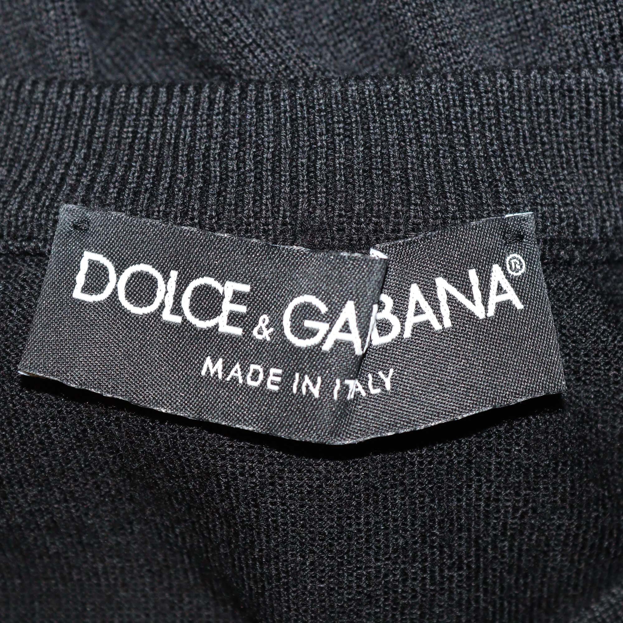 Dolce & Gabbana Black Floral Print Wool Blended Knit Embroidered Sleeveless Top Womens Dolce & Gabbana