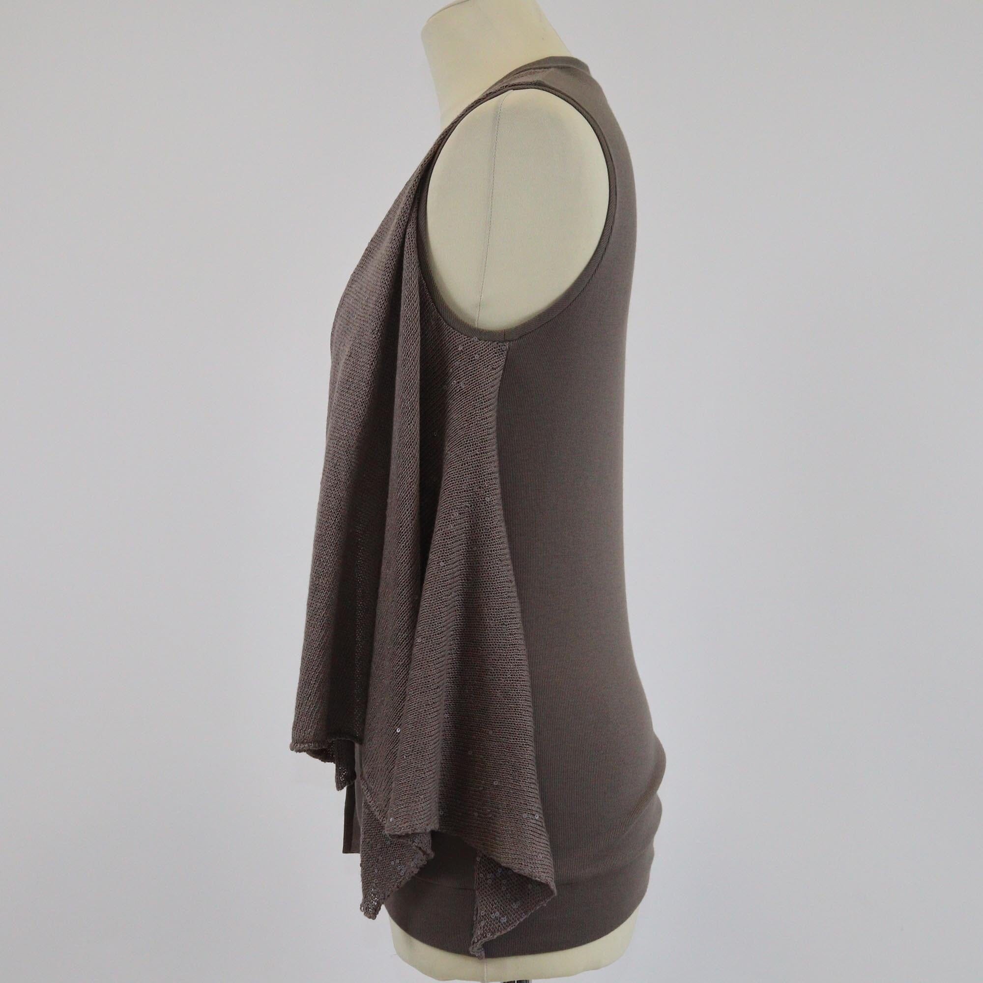 Brunello Cucinelli Beige Sleeveless Sequins Embellished Button Up Top Womens Brunello Cucinelli