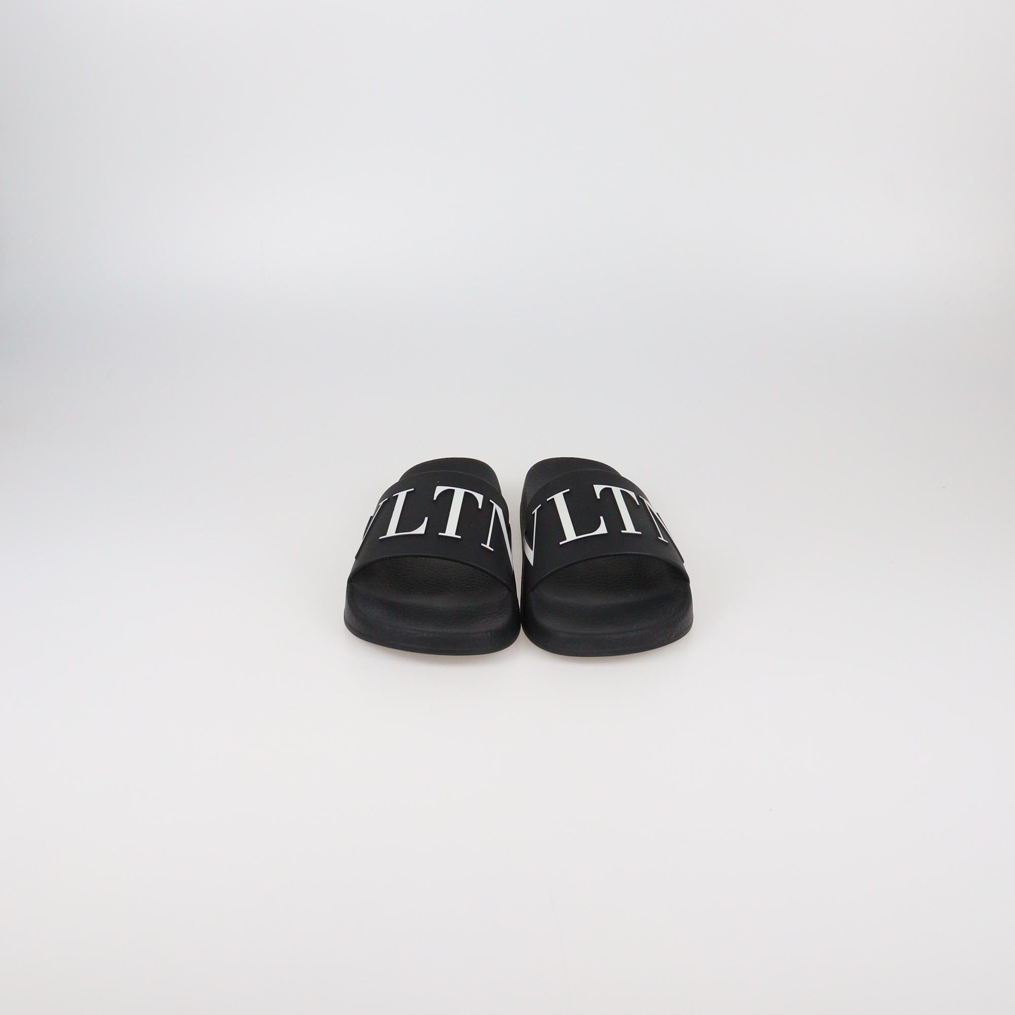 Valentino Black VLTN Pool Slide Sandals Womens Valentino