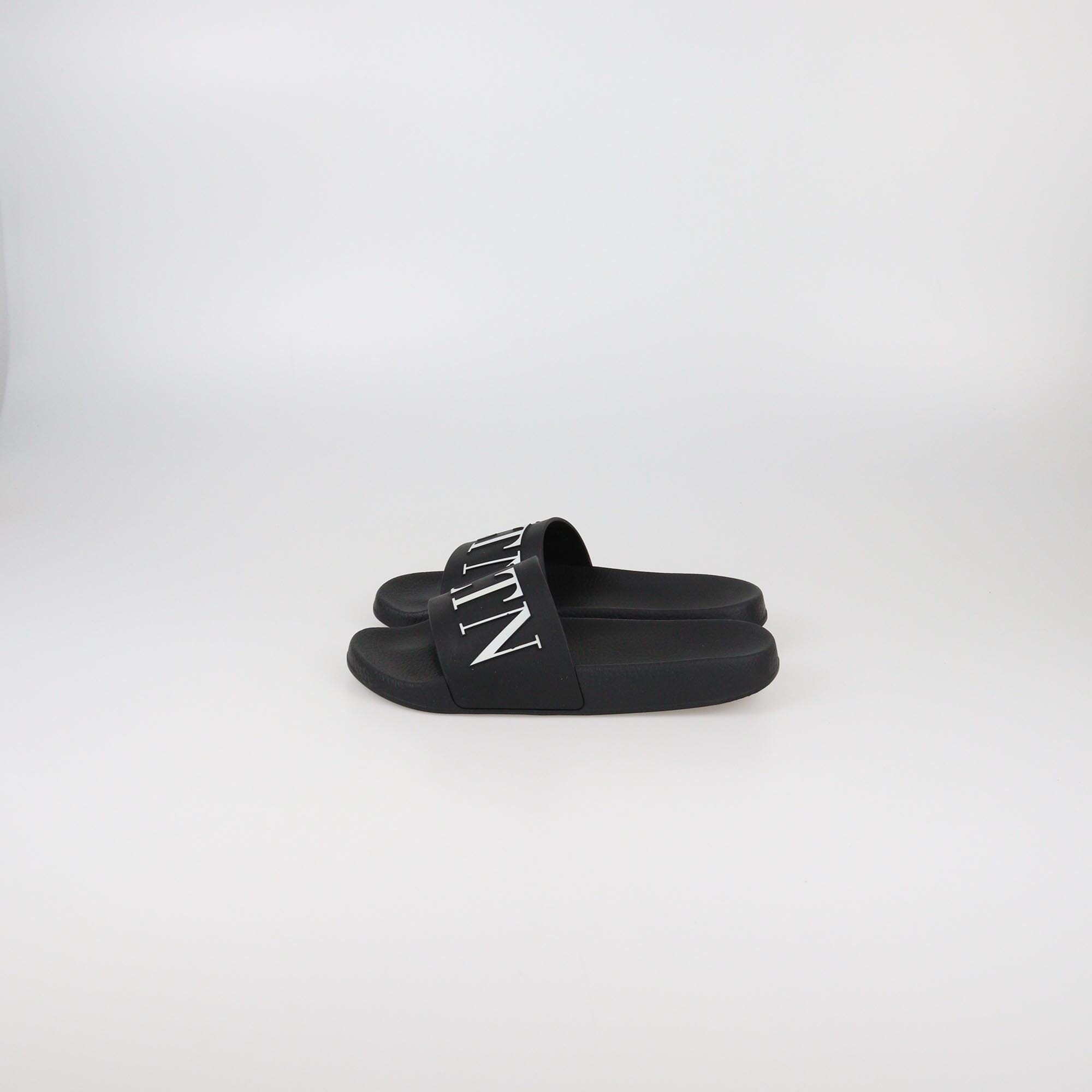 Valentino Black VLTN Pool Slide Sandals Womens Valentino