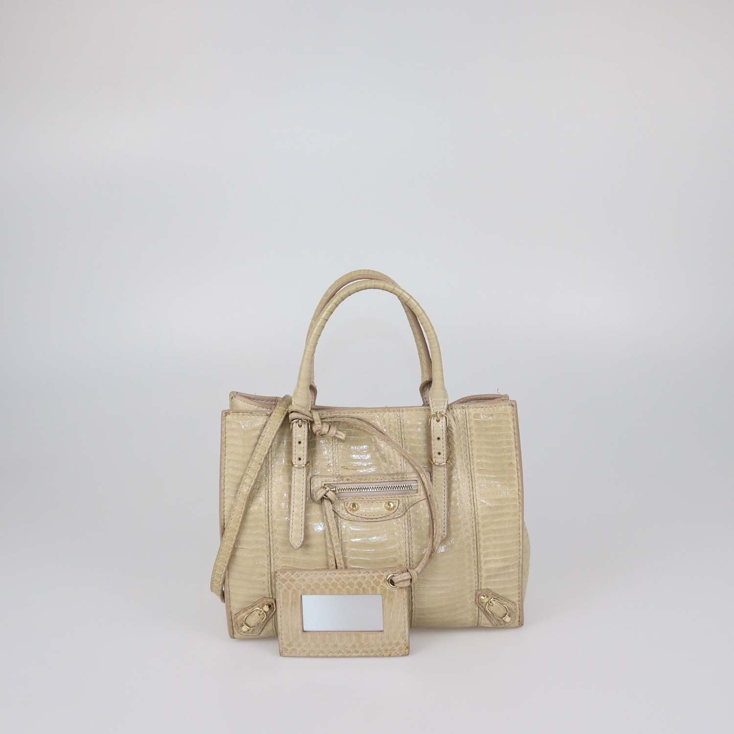 Balenciaga Beige Python Mini Papier Tote