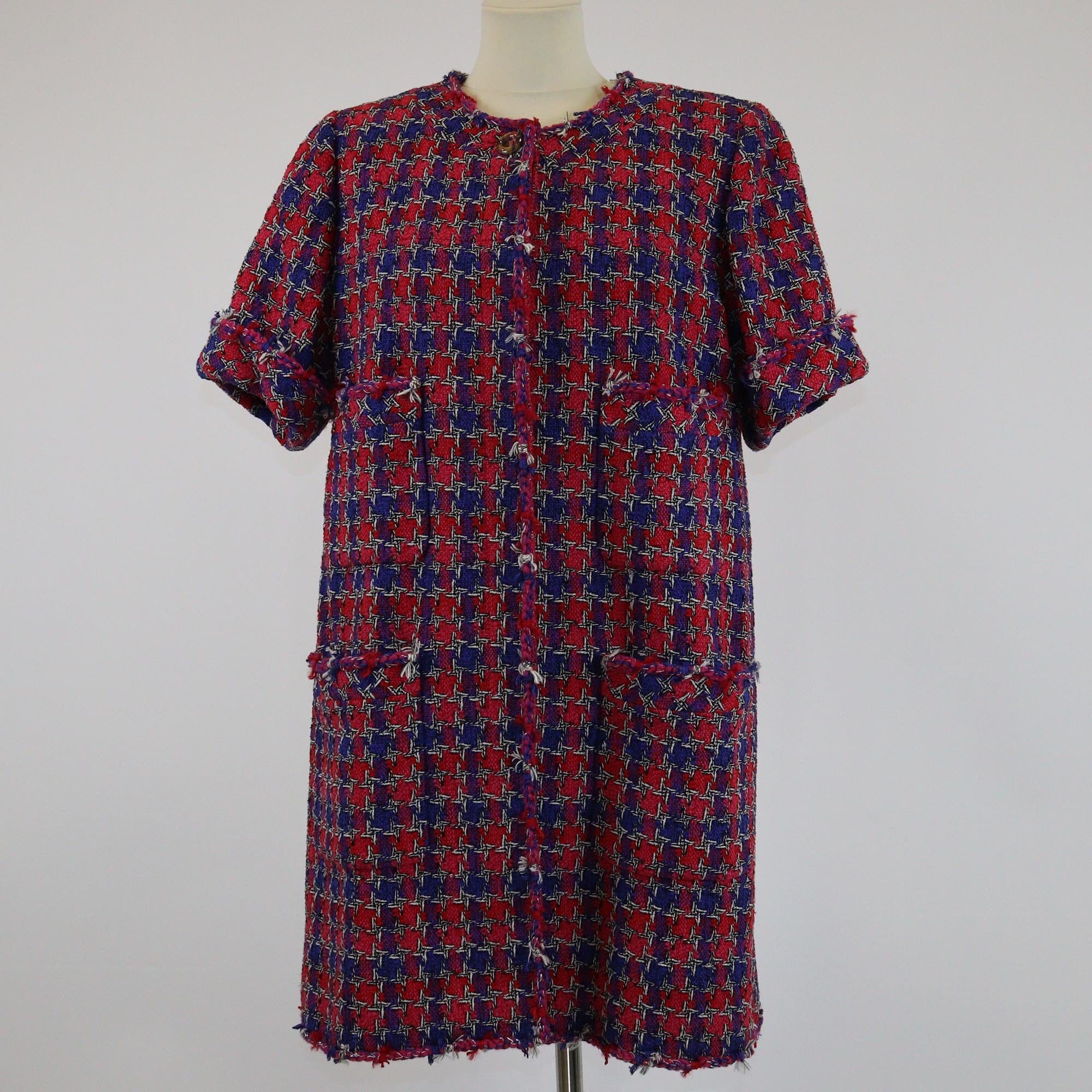 Chanel Multicolor Tweed 4 Pocket Short Sleeve Coat Womens Chanel