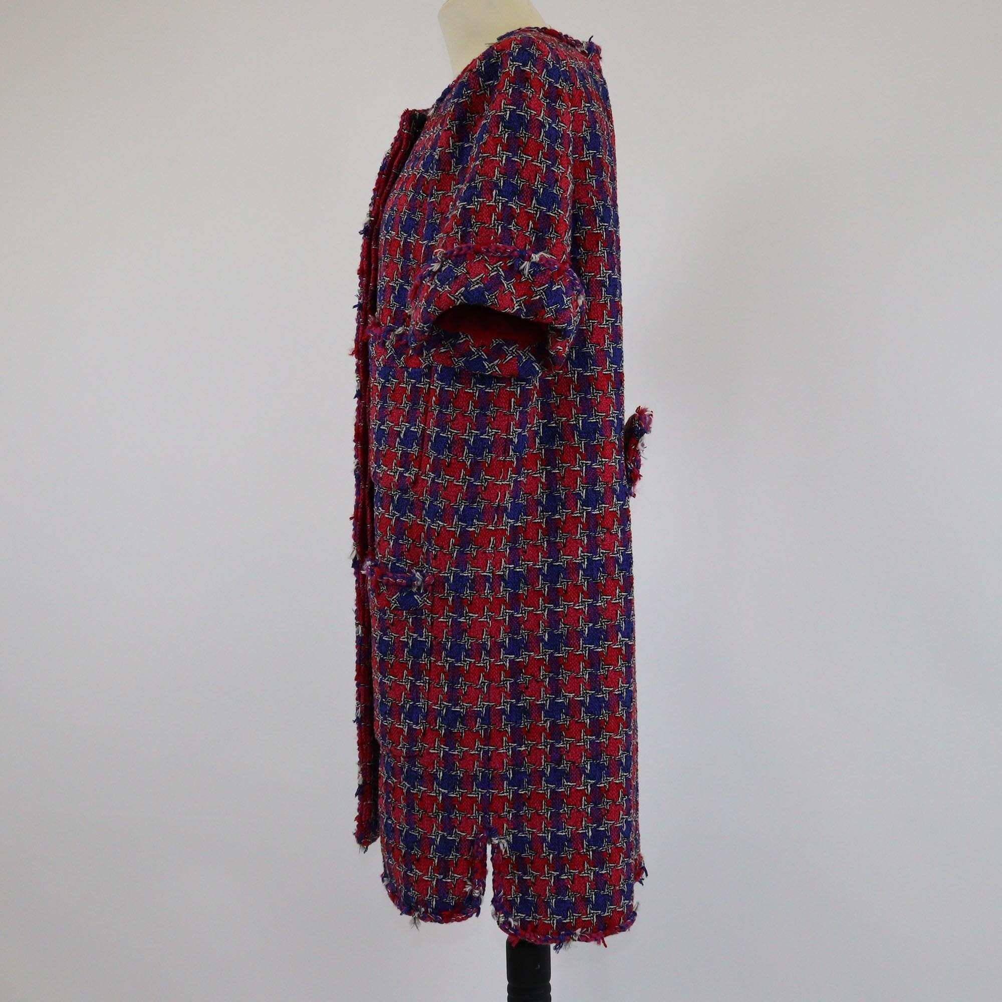Chanel Multicolor Tweed 4 Pocket Short Sleeve Coat Womens Chanel