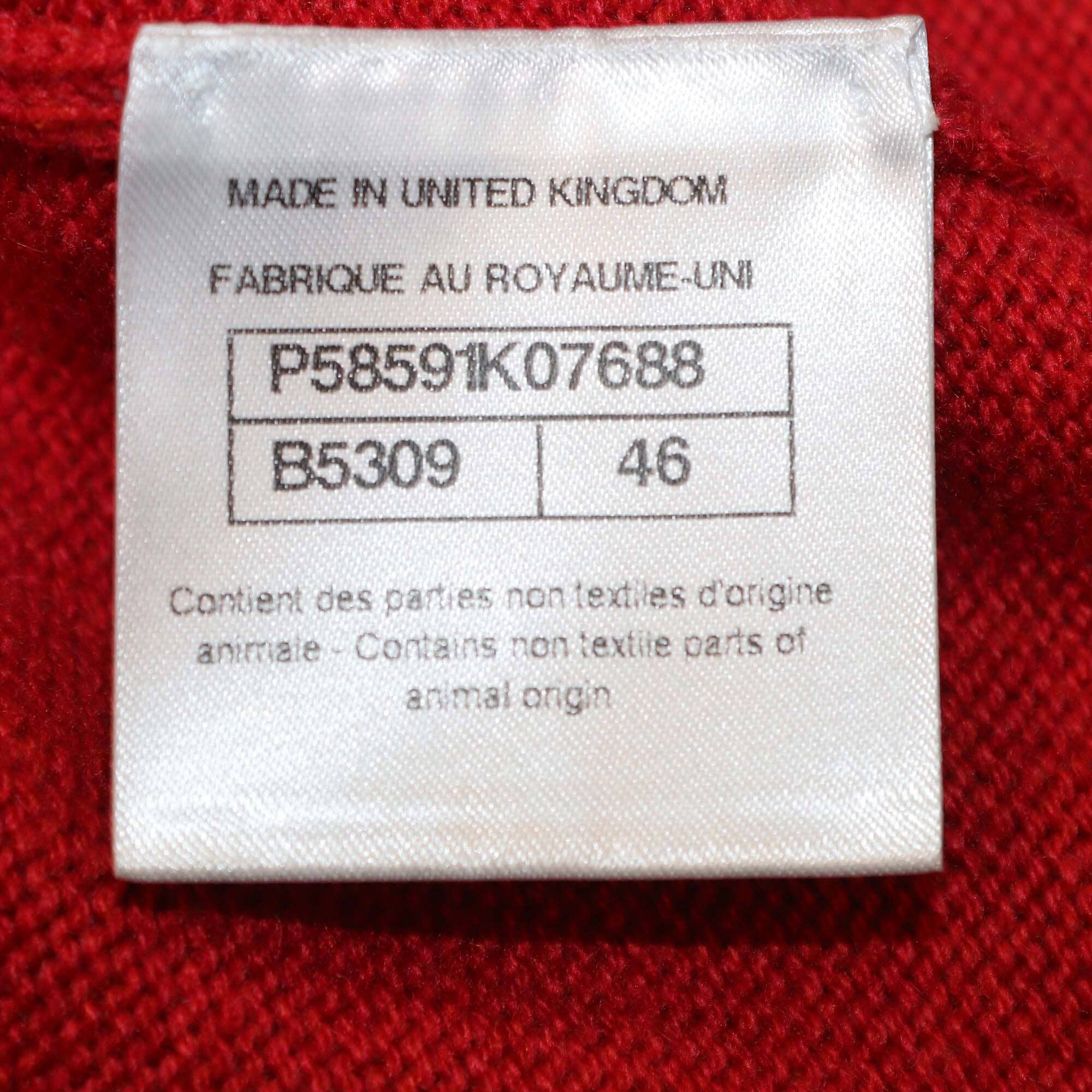 Chanel Red/Navy Blue Cashmere Knit Long Sleeve CC Buttons Cardigan Womens Chanel