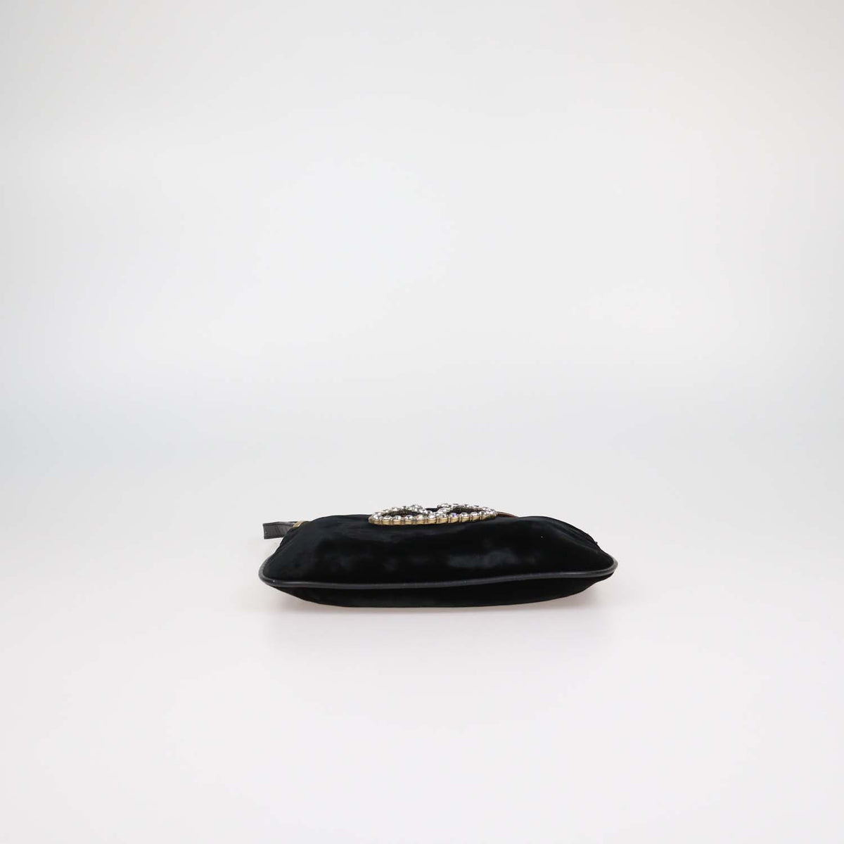 Valentino Black Velvet Crystal Catch Demi Bag