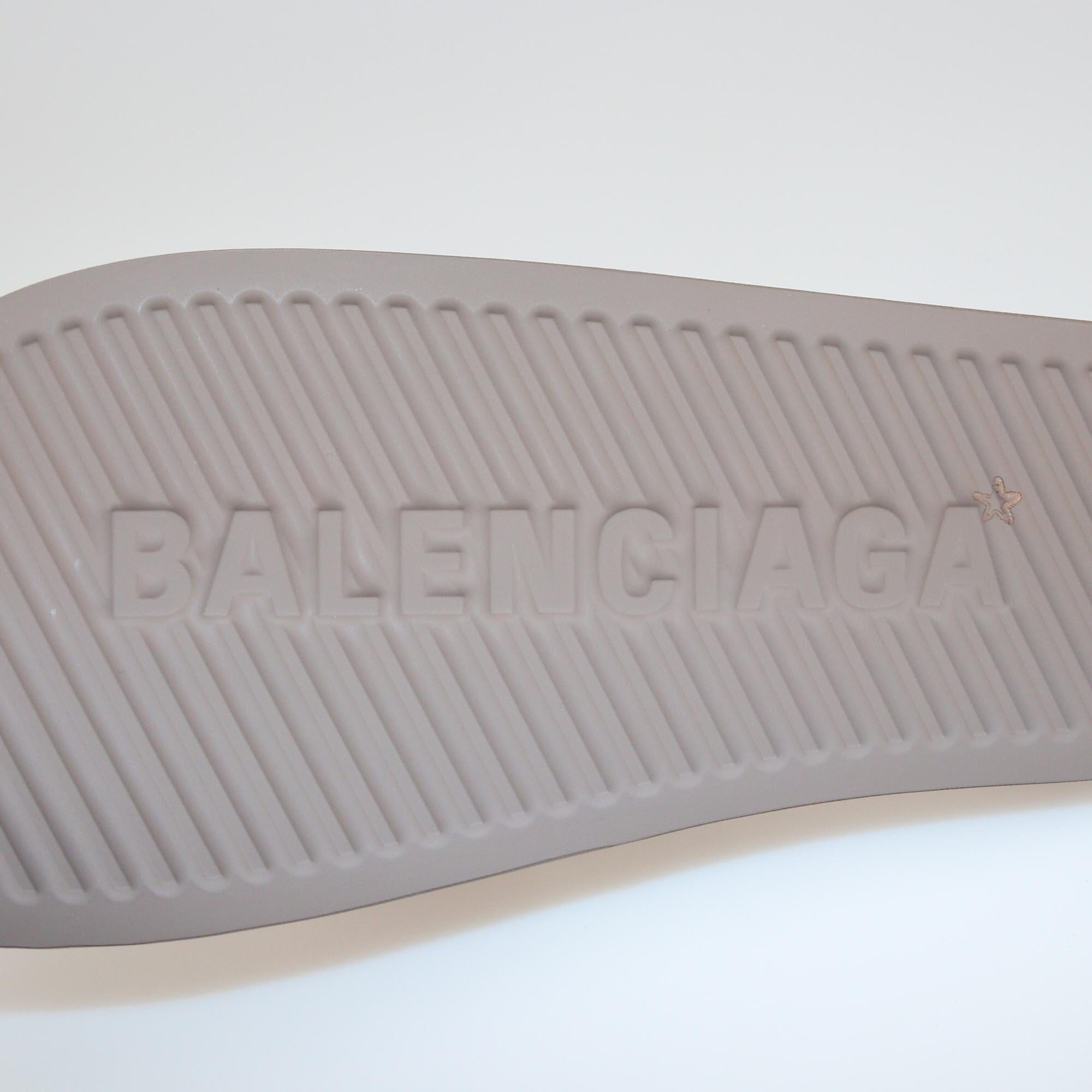 Balenciaga Beige Monogram Print Pool Slide Sandals Mens Balenciaga