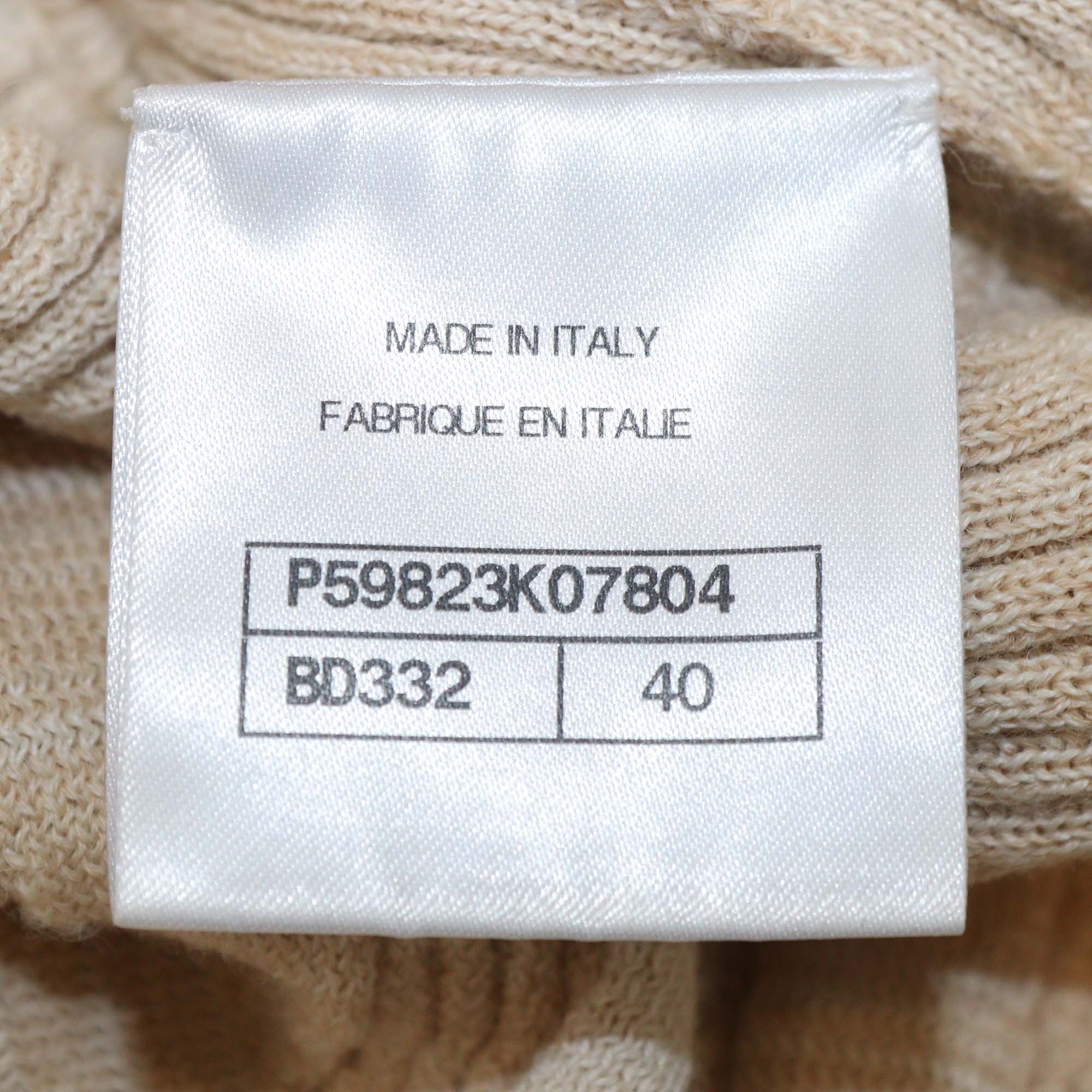 Chanel Beige Wool Blend Knit Crew Neck Mini Dress