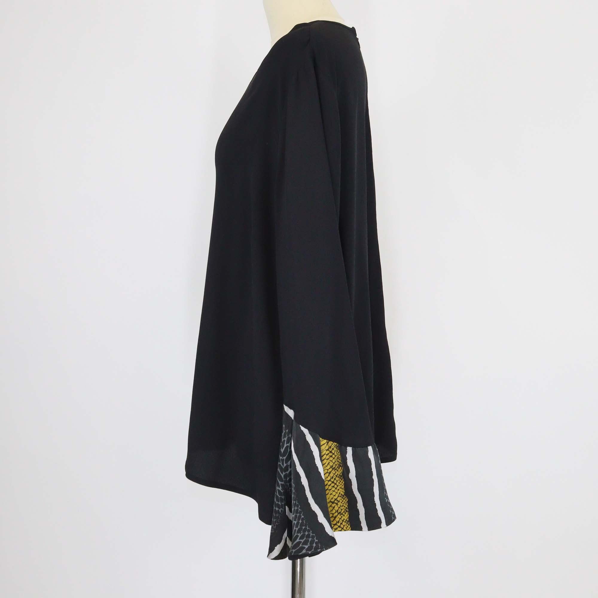 Cavalli Class Black Silk Bell Sleeves Blouse