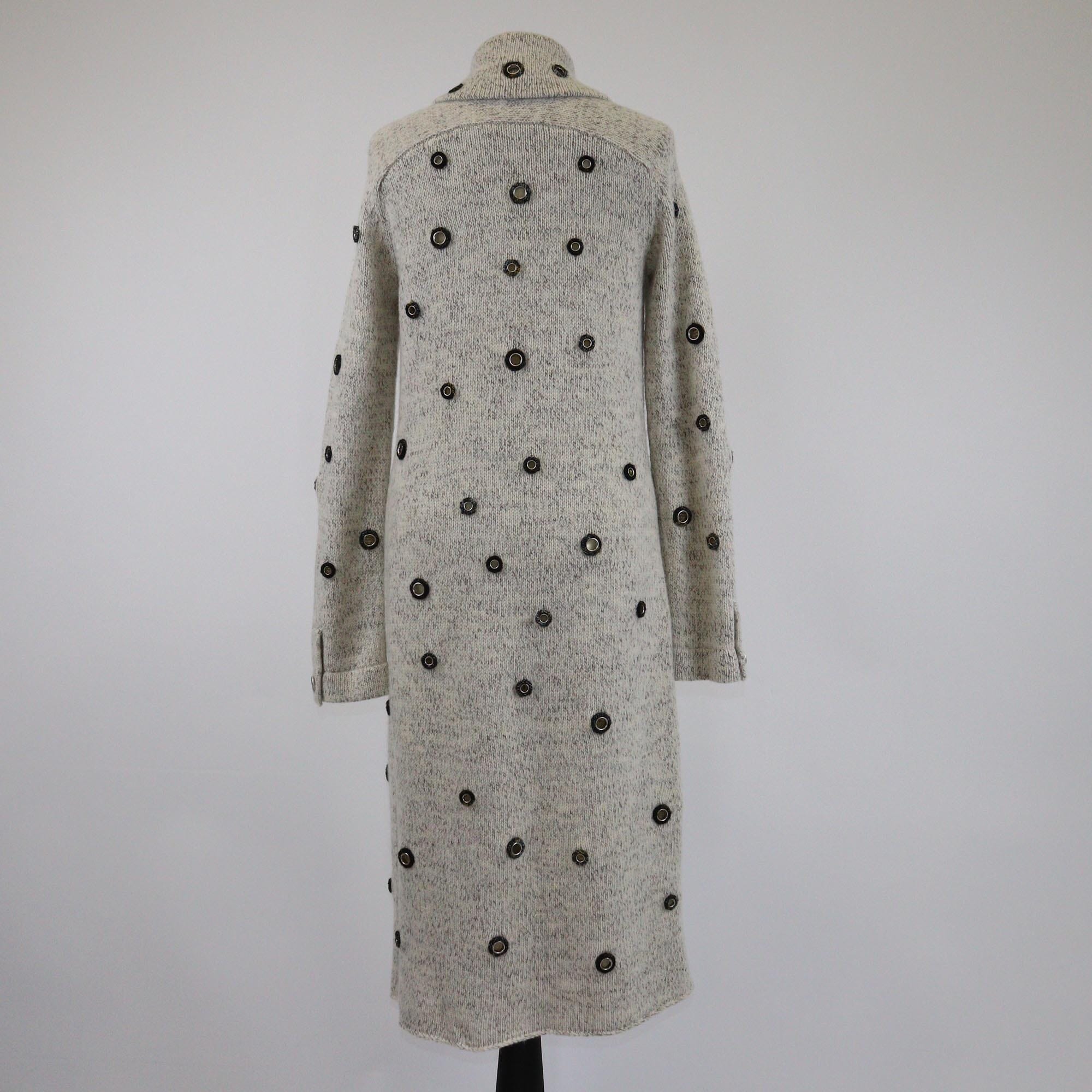 Chanel Light Beige Knitted Eyelet Detail Long Coat Womens Chanel