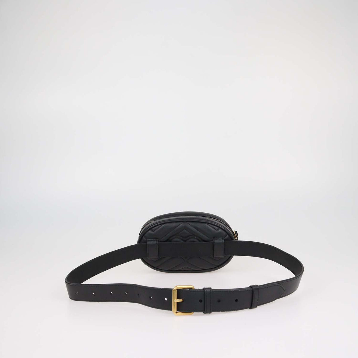 Gucci Black Matelasse Leather Mini GG Marmont Belt Bag