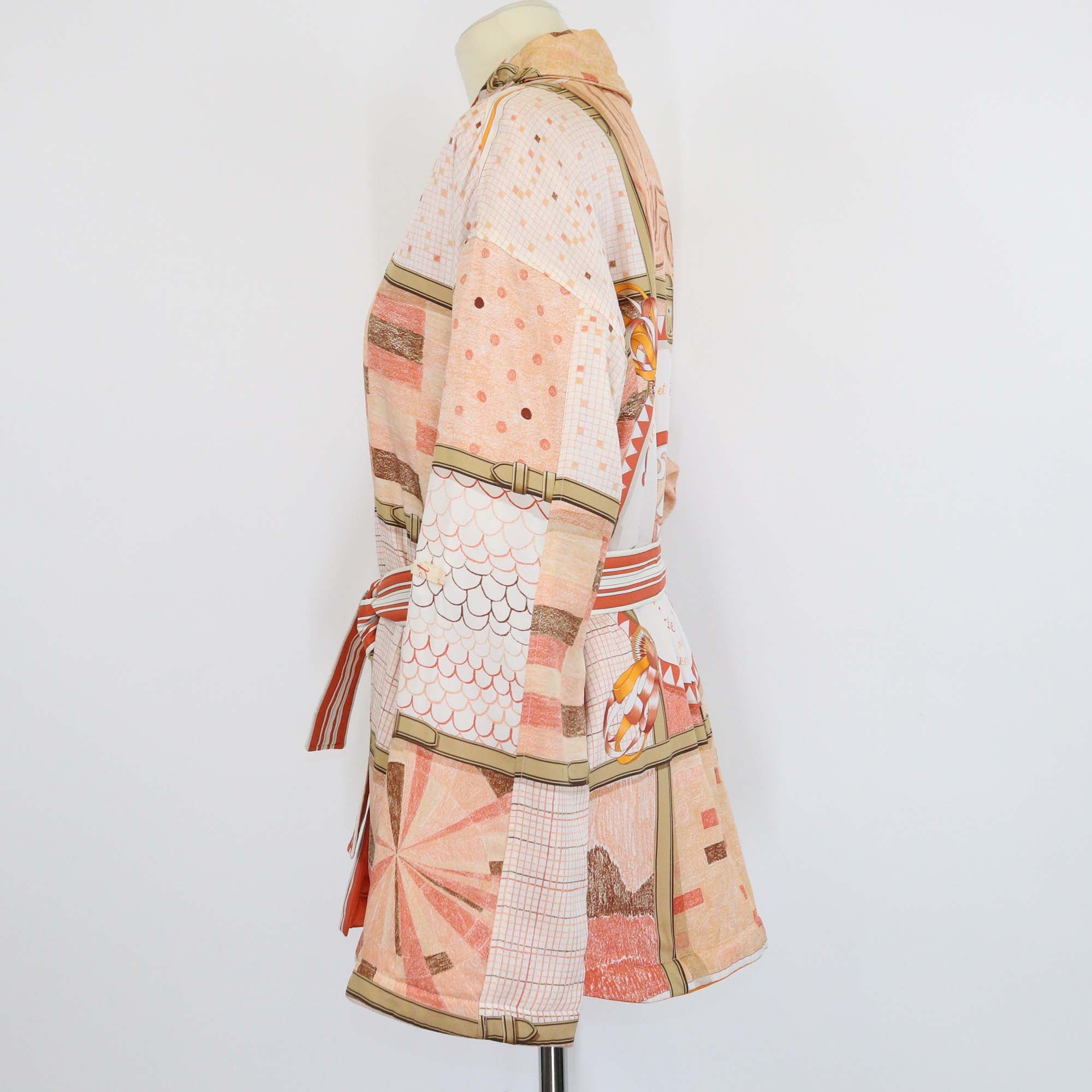 Hermes Orange Lava Silk Coloriages de Jour Quilted Overshirt