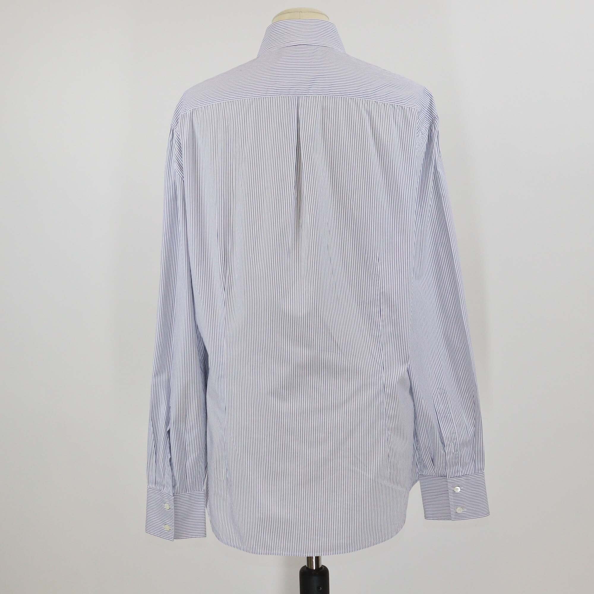 Brunello Cucinelli Blue Stripe Cotton Slim Fit Button Front Long Sleeve Shirt Mens Brunello Cucinelli
