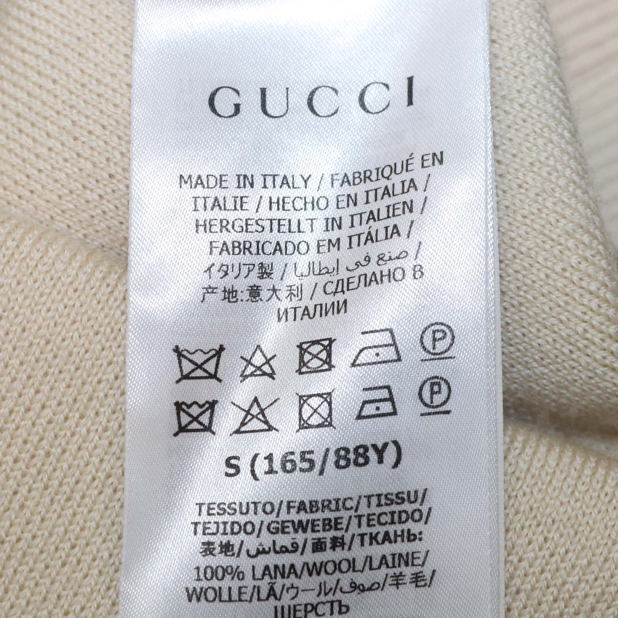 Gucci Beige/Black Wool Horsebit Chain Short Sleeve Polo Top