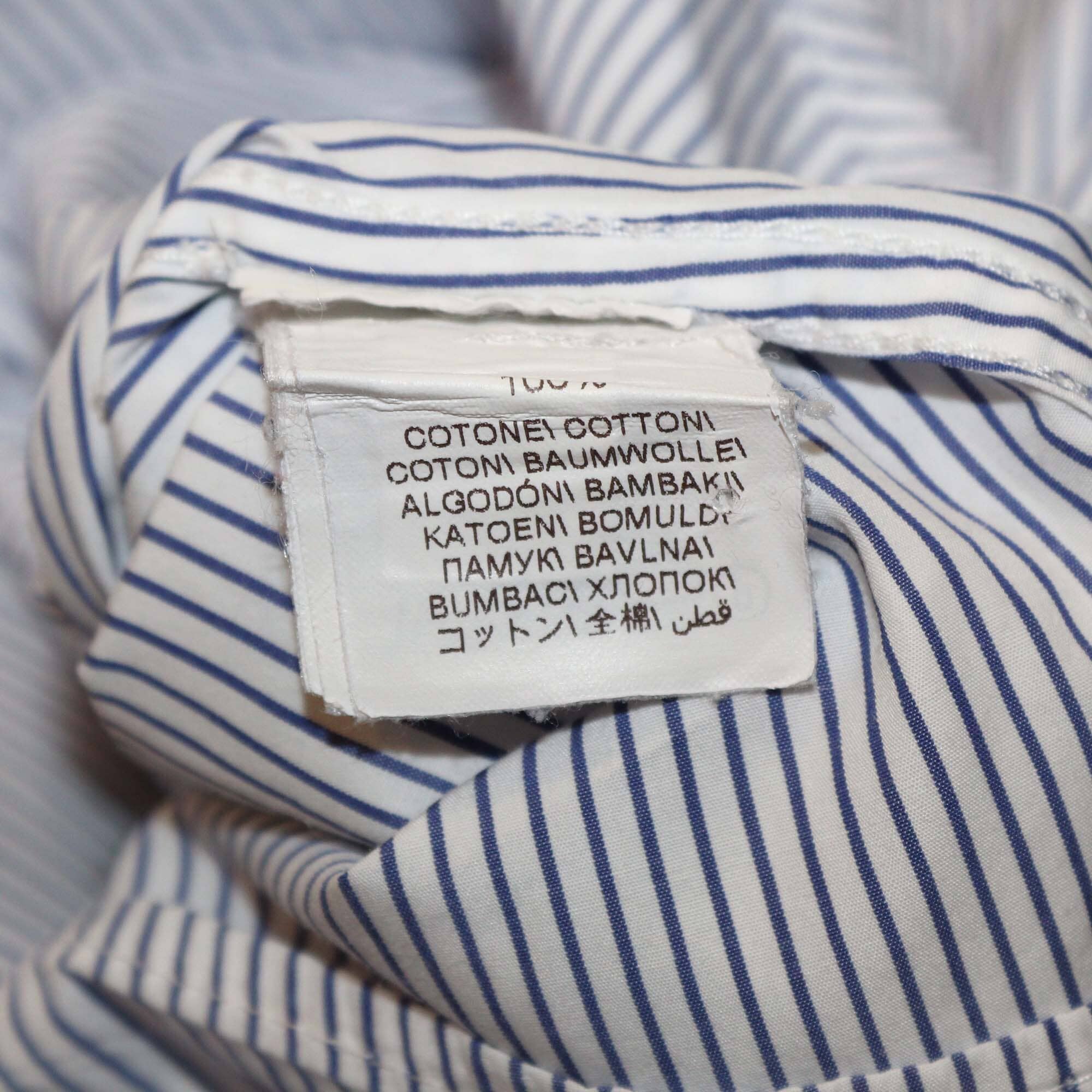 Brunello Cucinelli Blue Stripe Cotton Slim Fit Button Front Long Sleeve Shirt Mens Brunello Cucinelli
