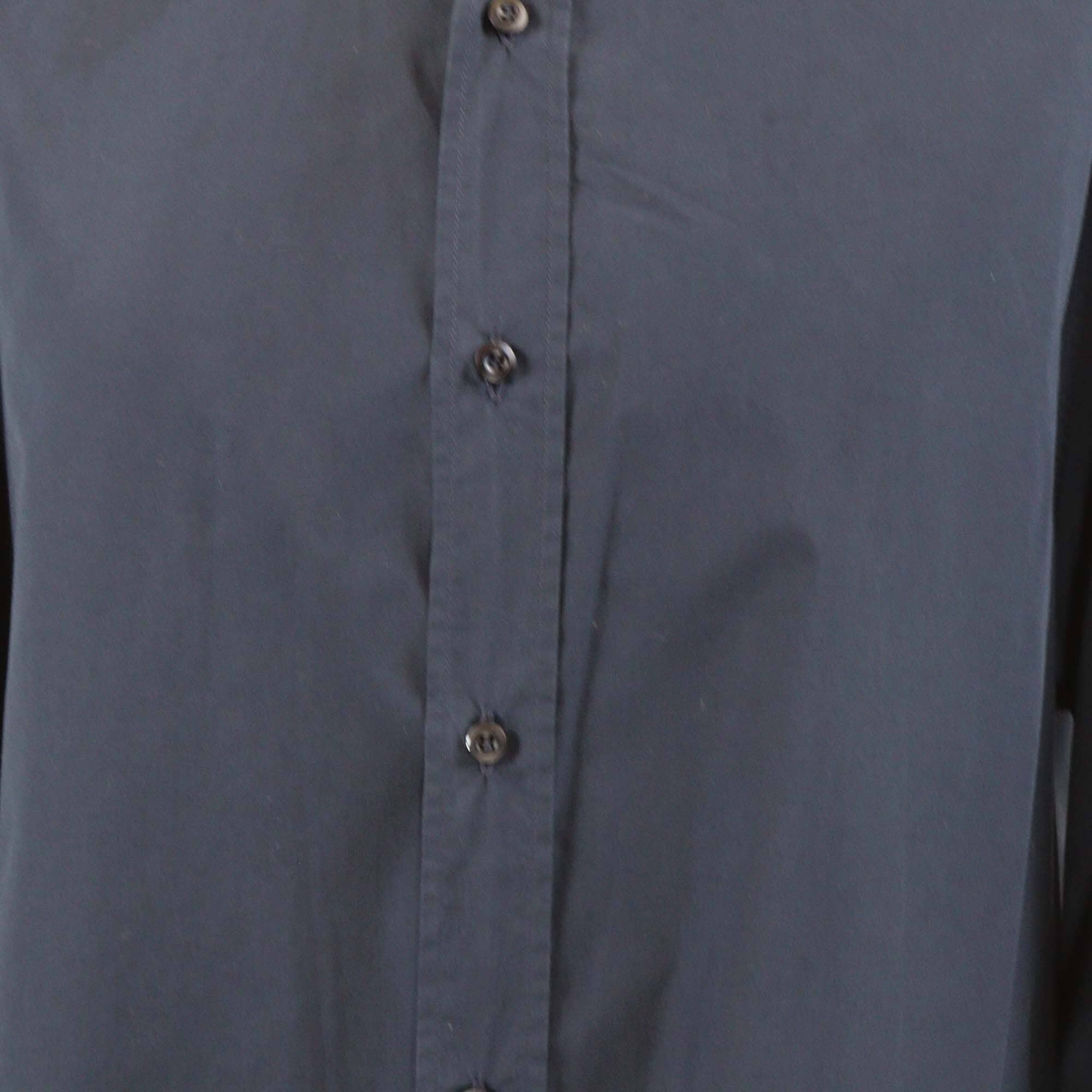 Brunello Cucinelli Dark Blue Cotton Basic Fit Button Front Long Sleeve Shirt Mens Brunello Cucinelli
