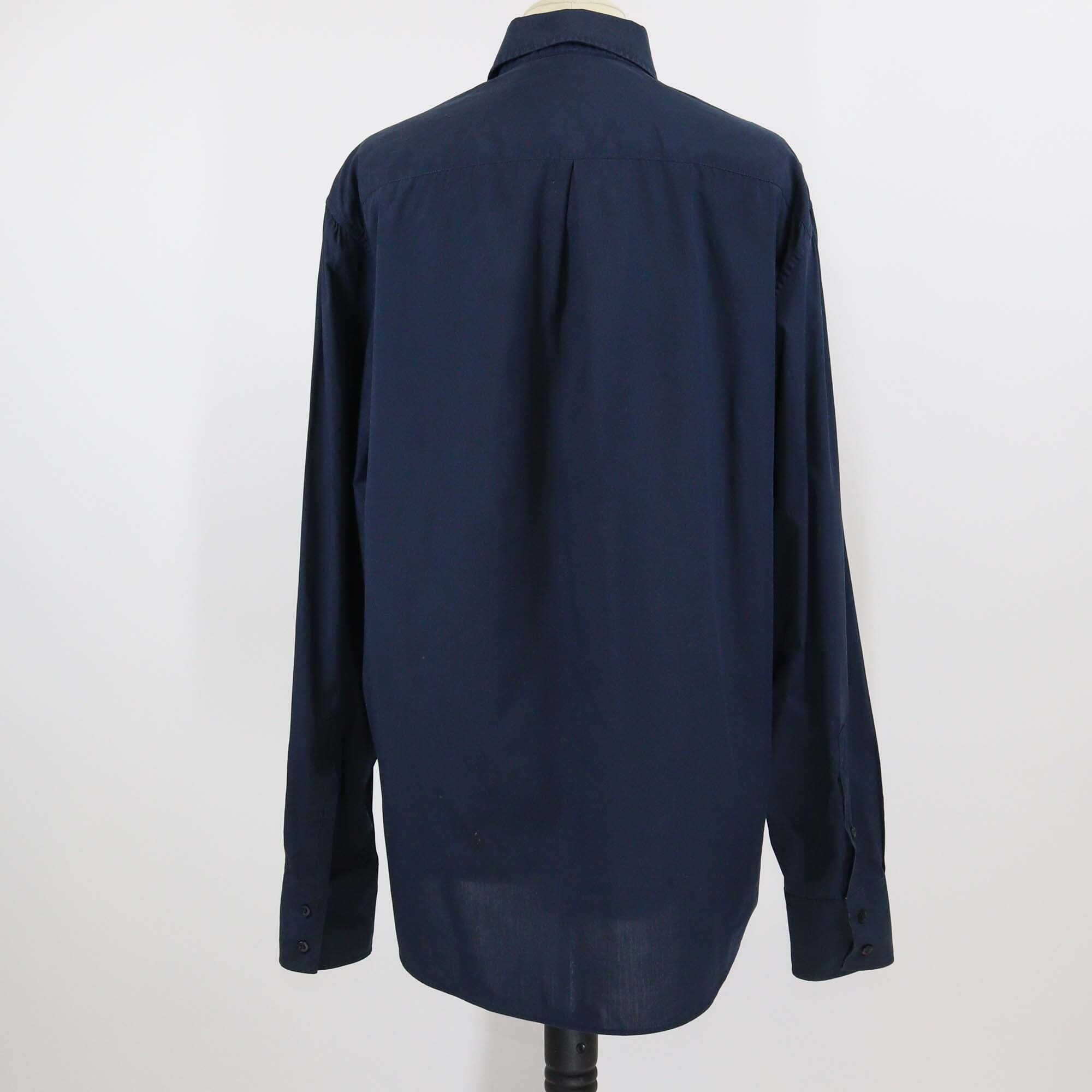 Brunello Cucinelli Dark Blue Cotton Basic Fit Button Front Long Sleeve Shirt Mens Brunello Cucinelli