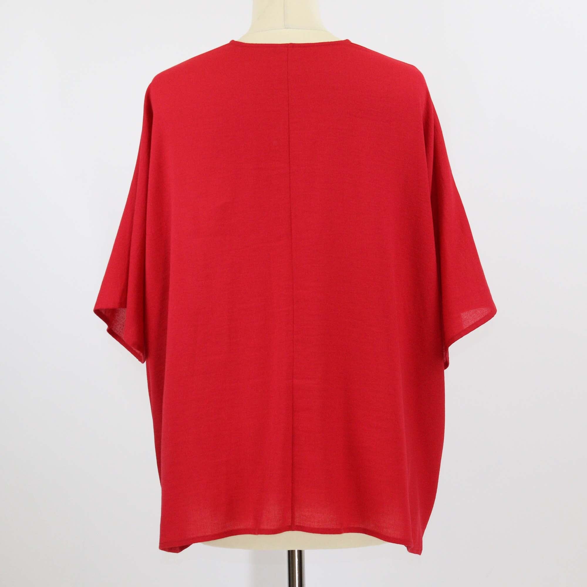 Hermes Red Cotton Resin Logo Detail Cotton Loose Fit Blouse Womens Hermes