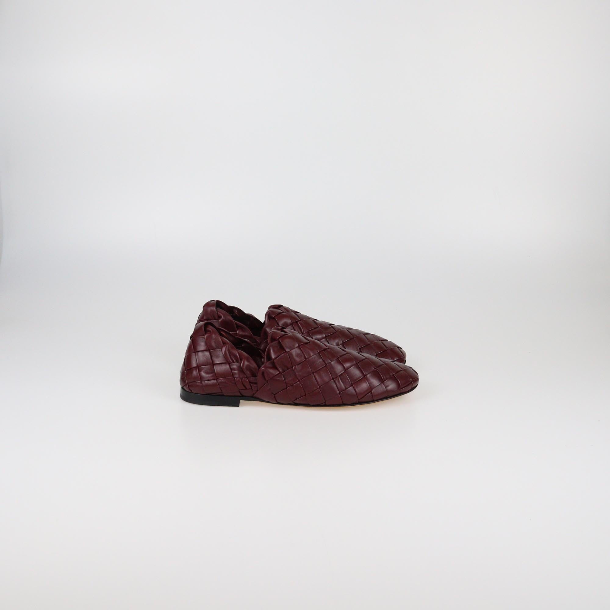 Bottega Veneta Burgundy Intrecciato Smoking Slippers Mens Bottega Veneta