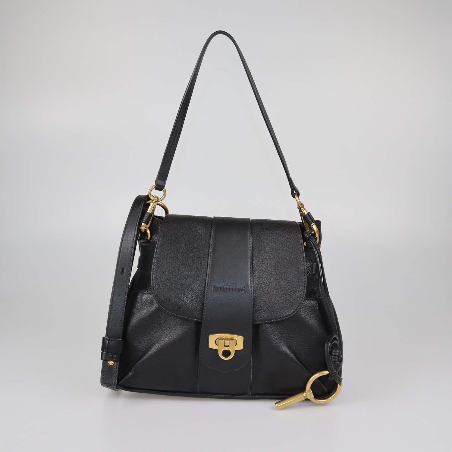 Chloe Black Leather Lexa Shoulder Bag