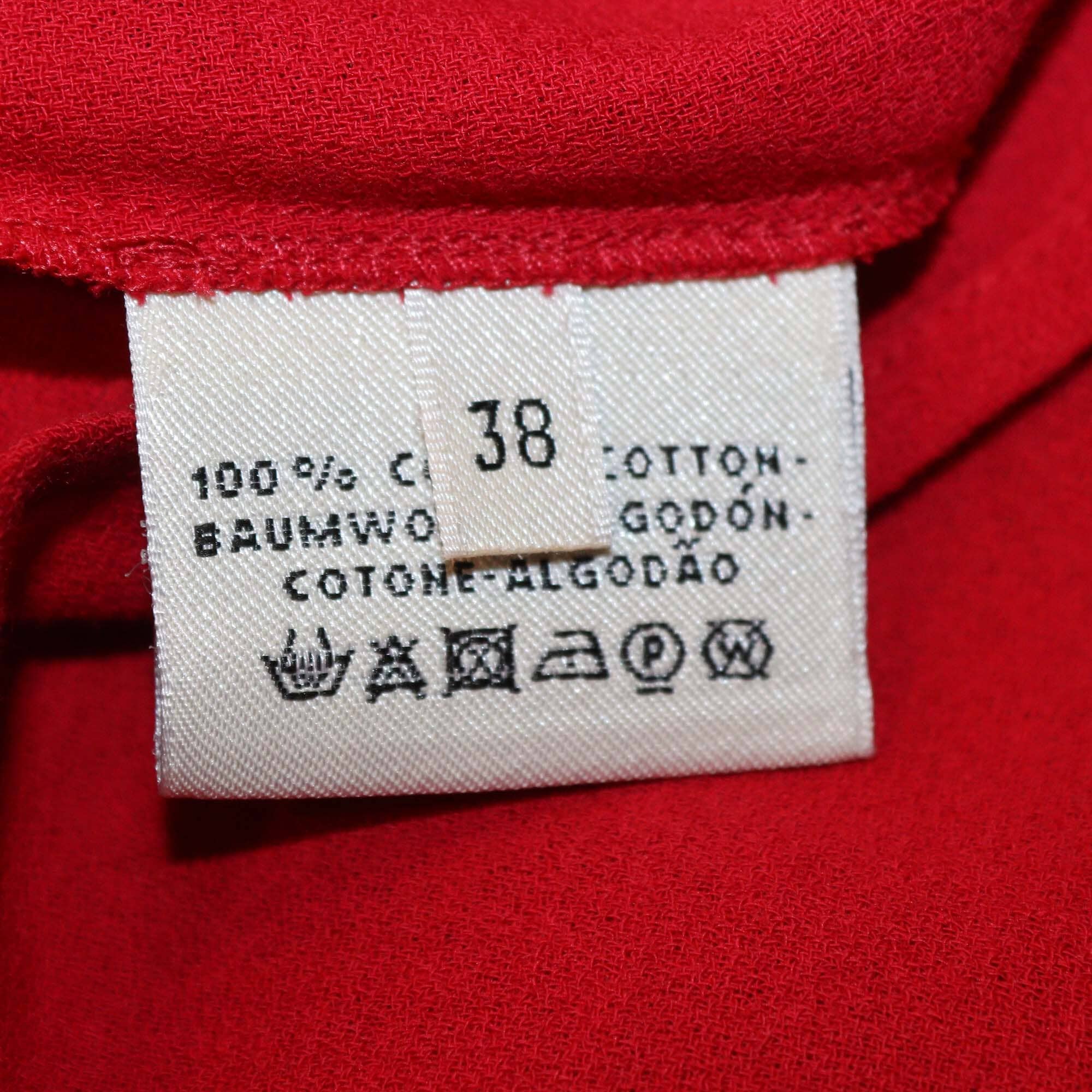 Hermes Red Cotton Resin Logo Detail Cotton Loose Fit Blouse Womens Hermes