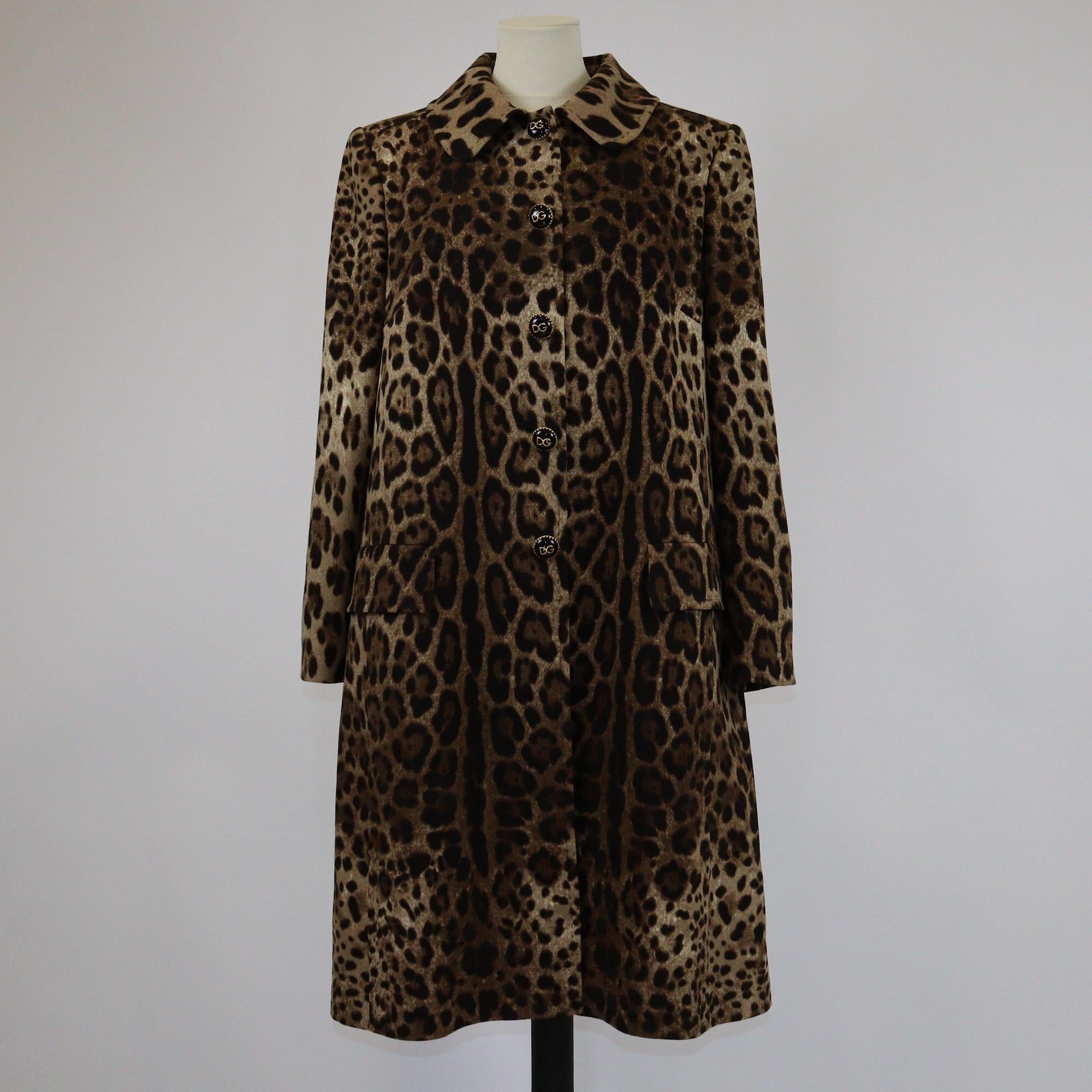 Dolce & Gabbana Brown Leopard Print Long Coat Womens Dolce & Gabbana