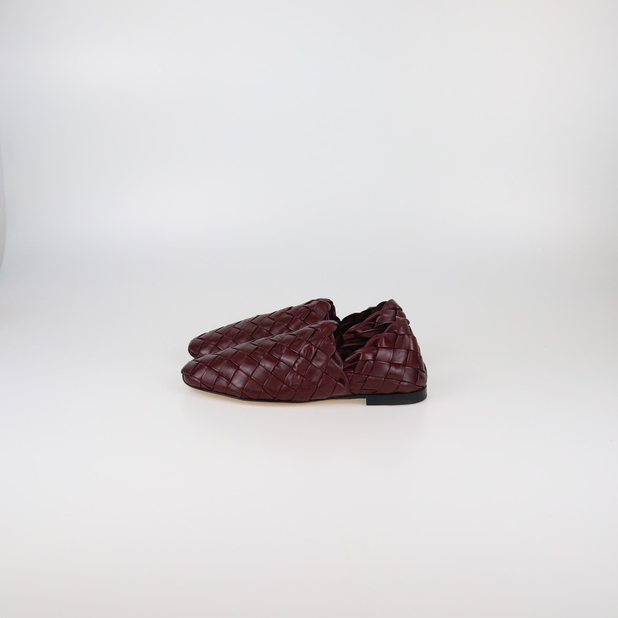 Bottega Veneta Burgundy Intrecciato Smoking Slippers Mens Bottega Veneta