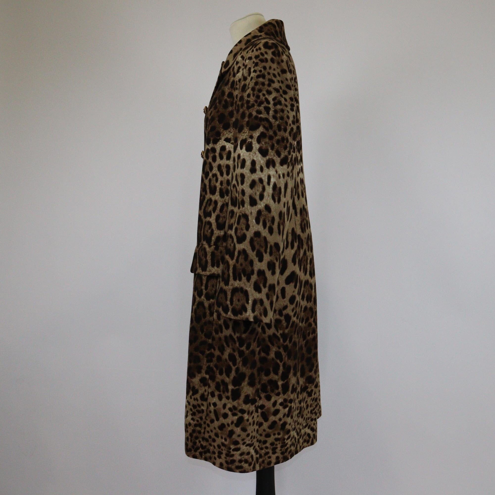 Dolce & Gabbana Brown Leopard Print Long Coat Womens Dolce & Gabbana