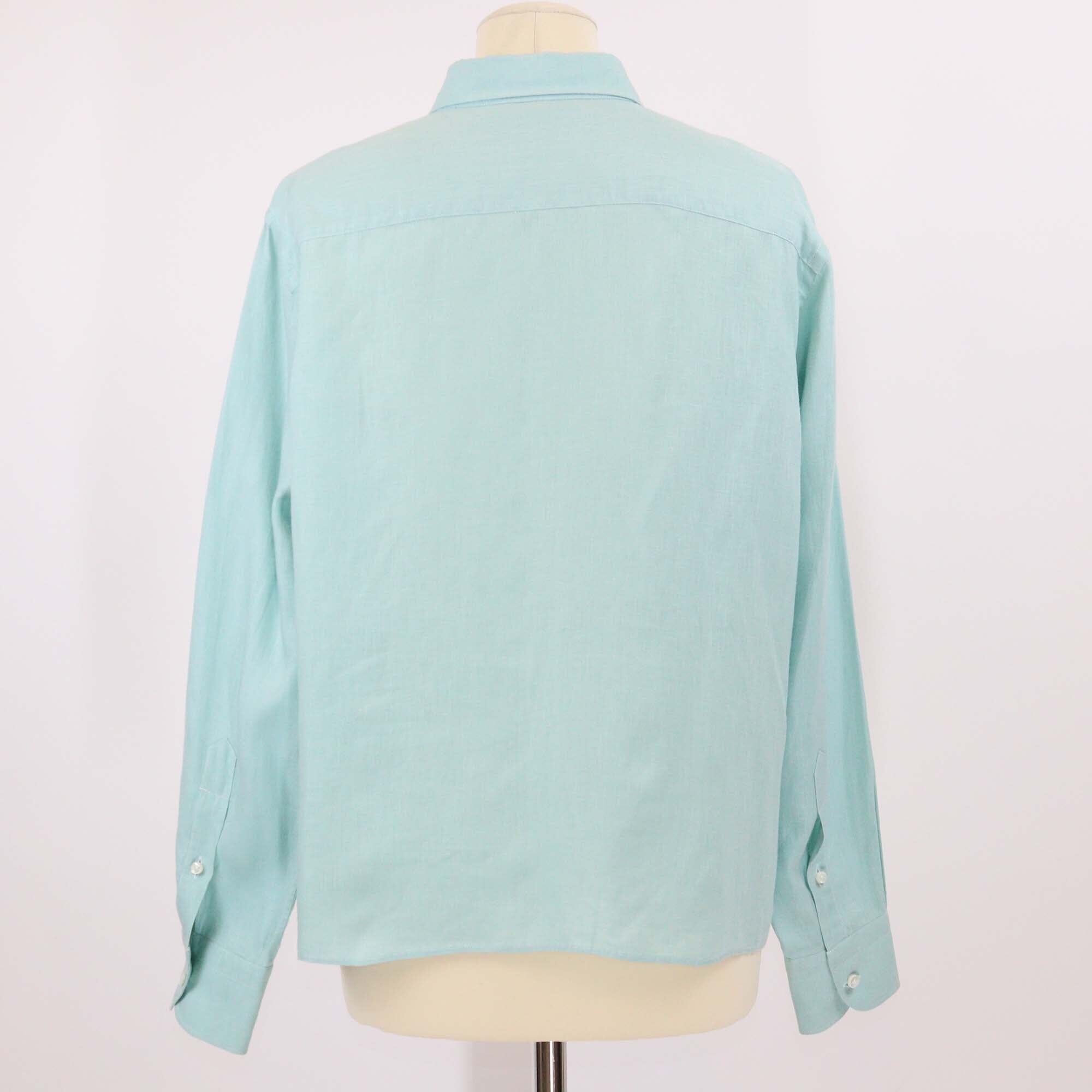 Loro Piana Mint Green Linen Button Front Long Sleeve Shirt Womens Loro Piana