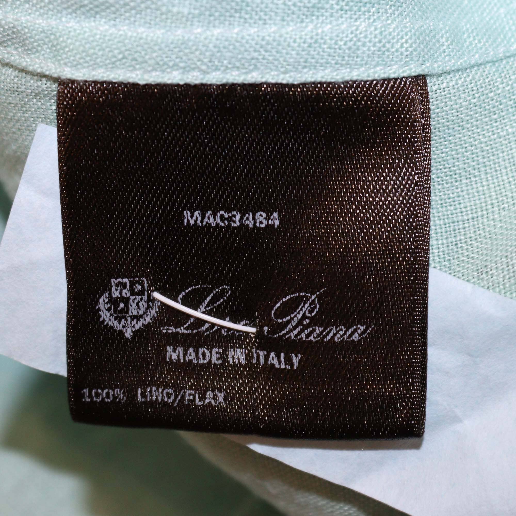 Loro Piana Mint Green Linen Button Front Long Sleeve Shirt Womens Loro Piana
