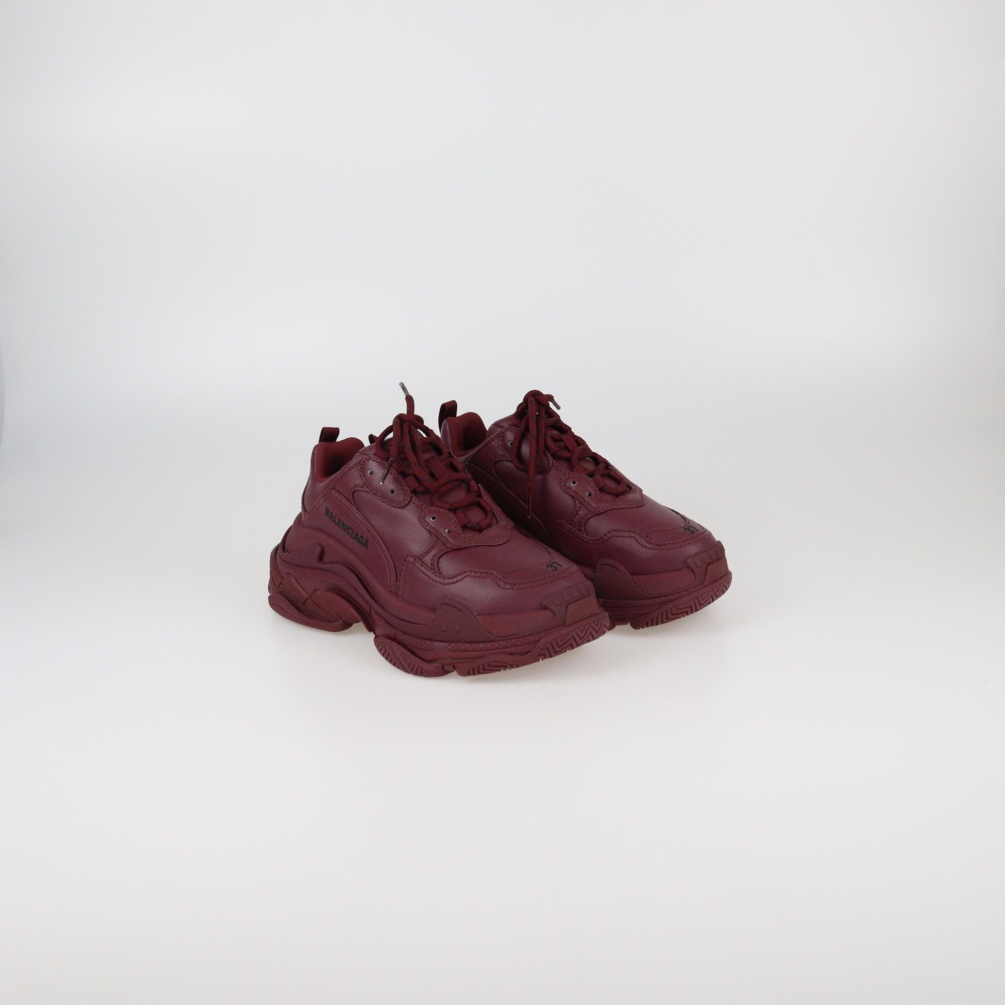 Bottega Veneta Burgundy Triple S Sneakers Womens Balenciaga