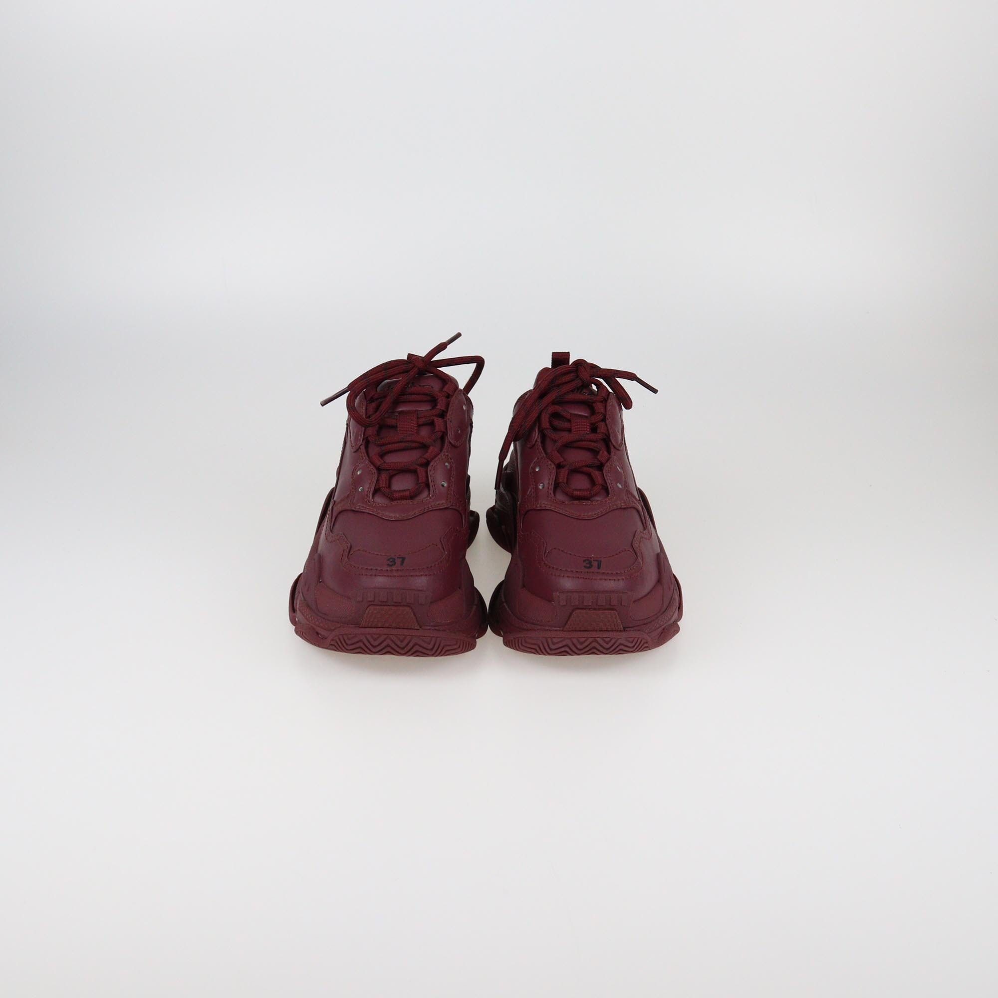 Bottega Veneta Burgundy Triple S Sneakers Womens Balenciaga