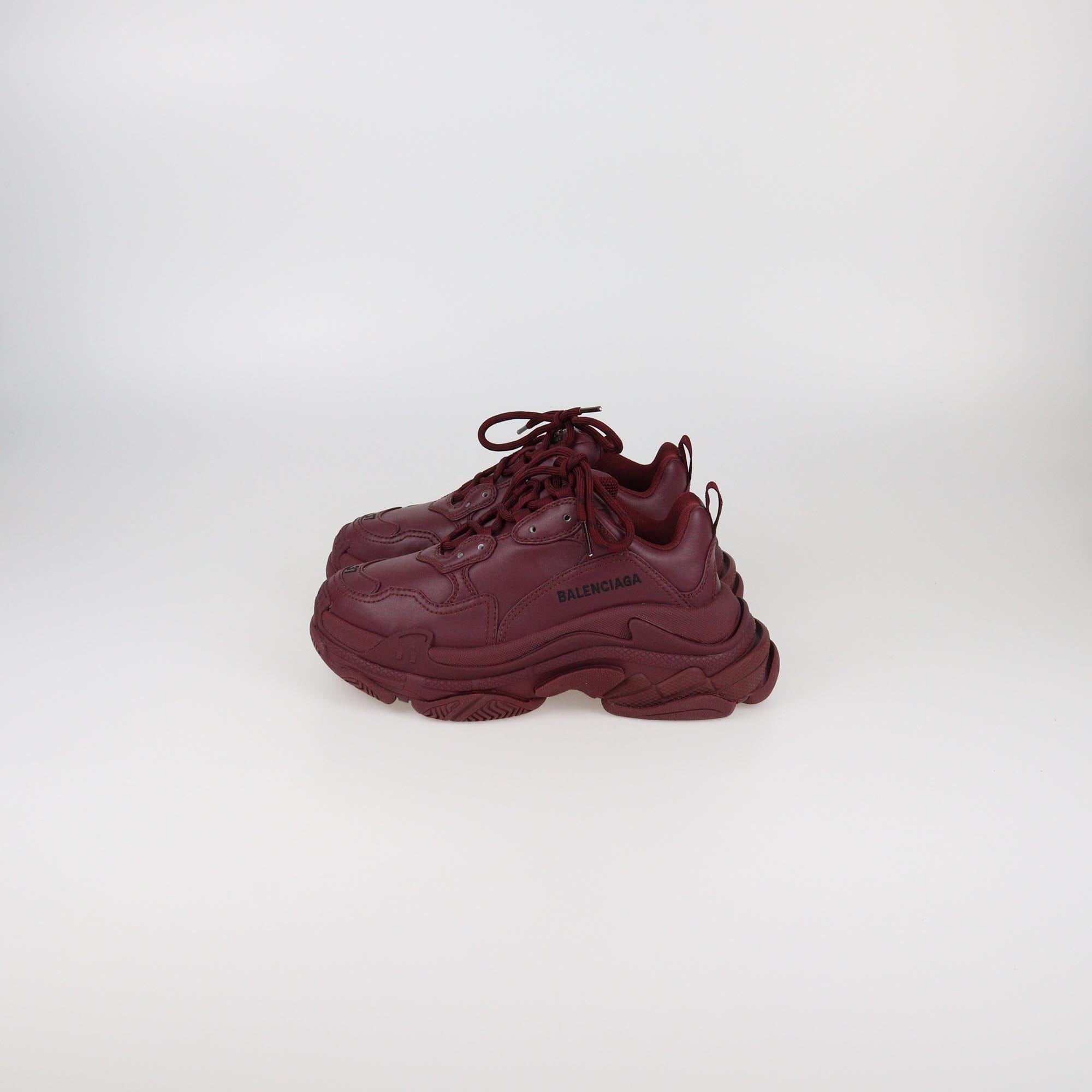 Bottega Veneta Burgundy Triple S Sneakers Womens Balenciaga