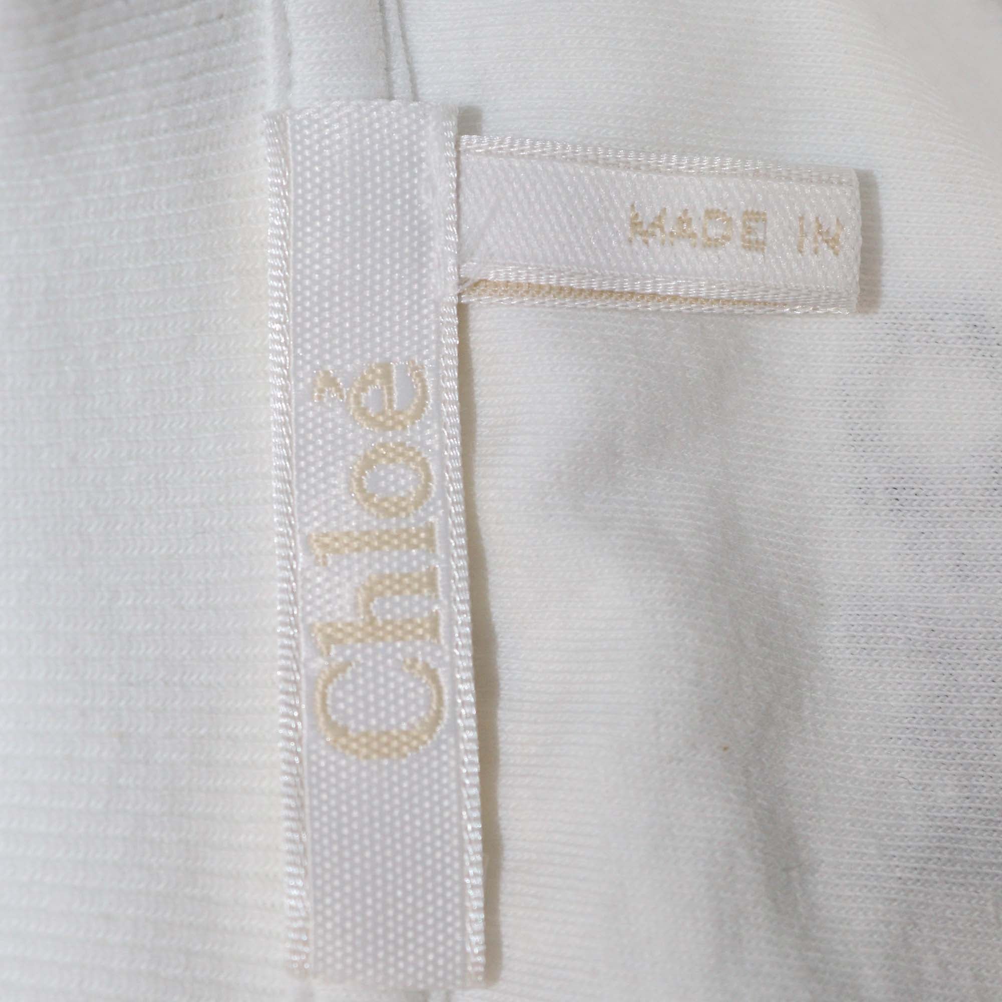 Chloe White Cotton Logo Embroidered T-Shirt